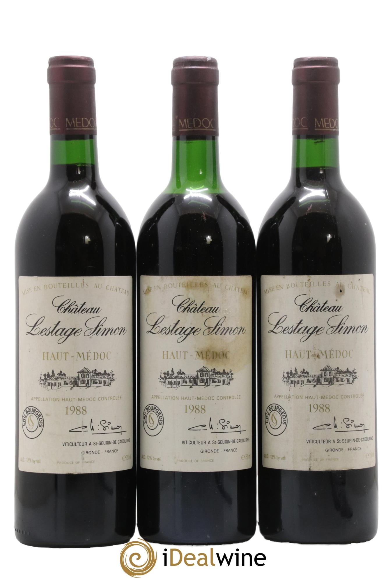Château Lestage Simon Cru Bourgeois 1988 - Lot de 3 bouteilles - 0