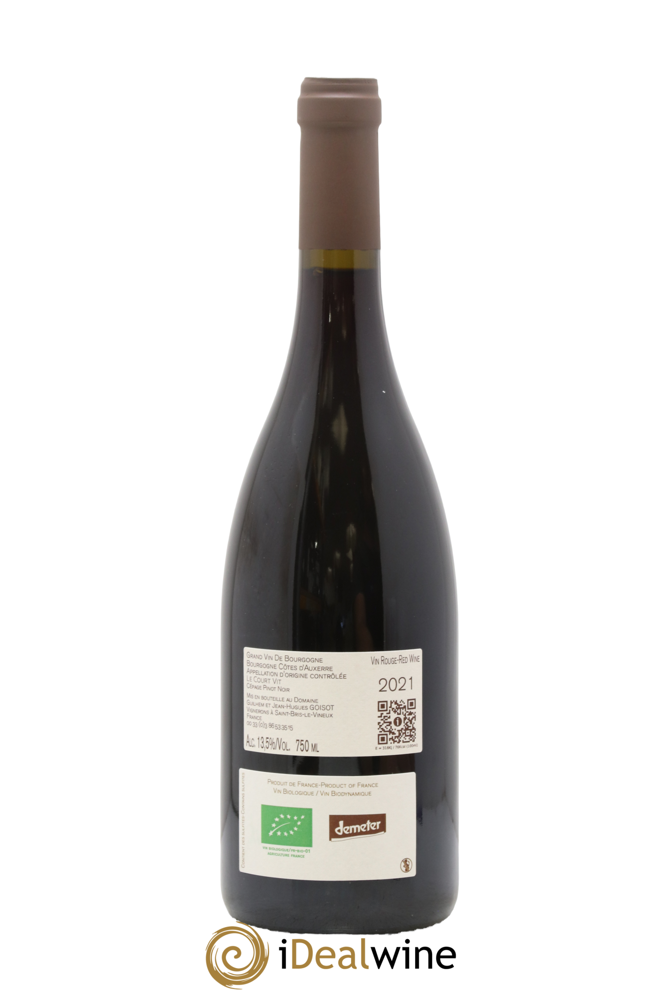 Bourgogne Côtes d'Auxerre Le Court Vit Goisot 2021 - Lot de 1 bouteille - 1