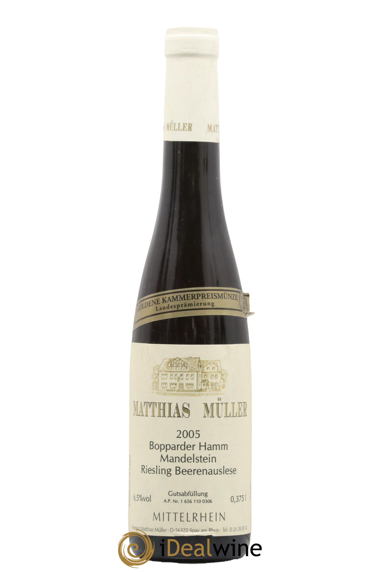 Allemagne Bopparder Hamm Mandelstein Riesling Beerenauslese Matthias Müller 2005 - Posten von 1 Demi-Flasche - 0