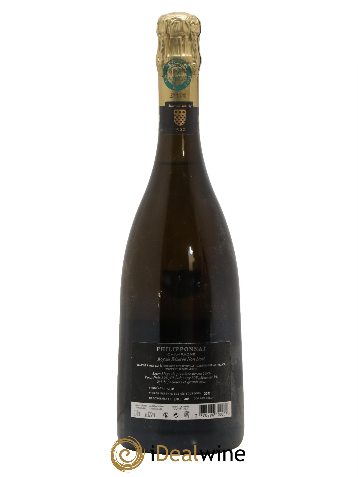 Royale Réserve Non Dosée Philipponnat - Lot de 1 bouteille - 1