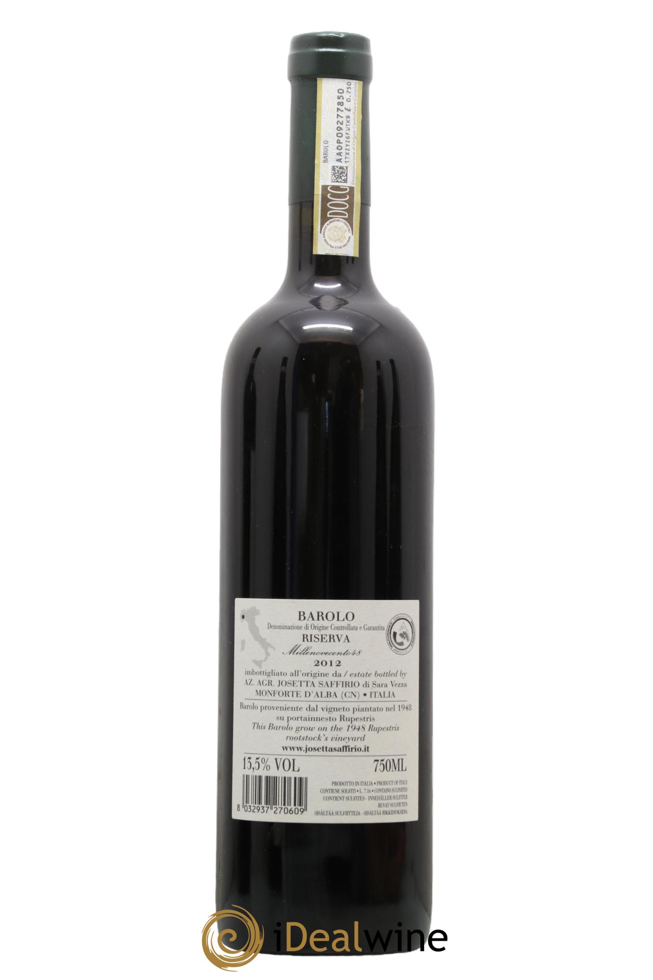 Barolo Riserva Josetta Saffirio 2012 - Posten von 1 Flasche - 1
