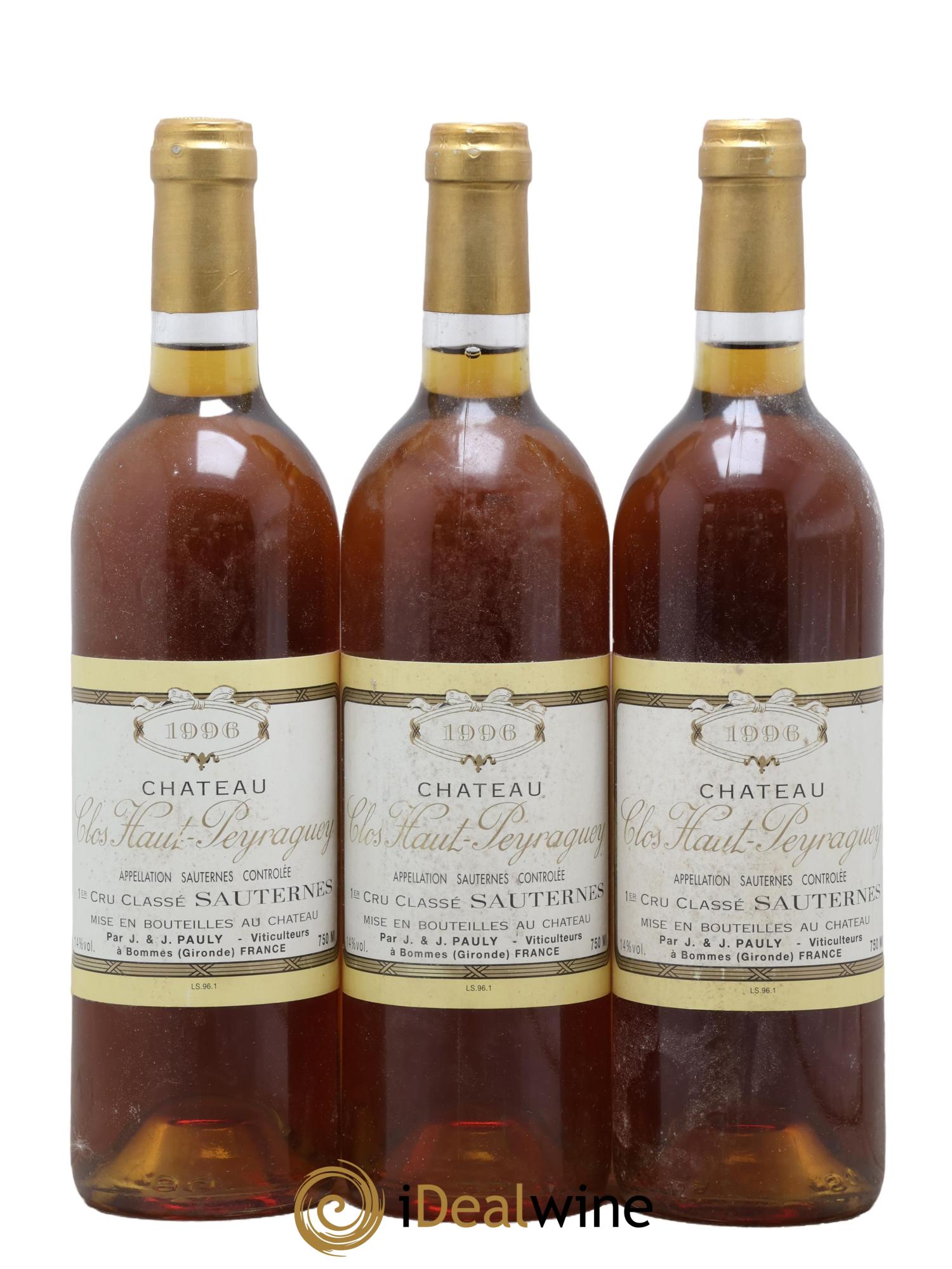 Clos Haut-Peyraguey 1er Grand Cru Classé 1996 - Lot of 3 bottles - 0