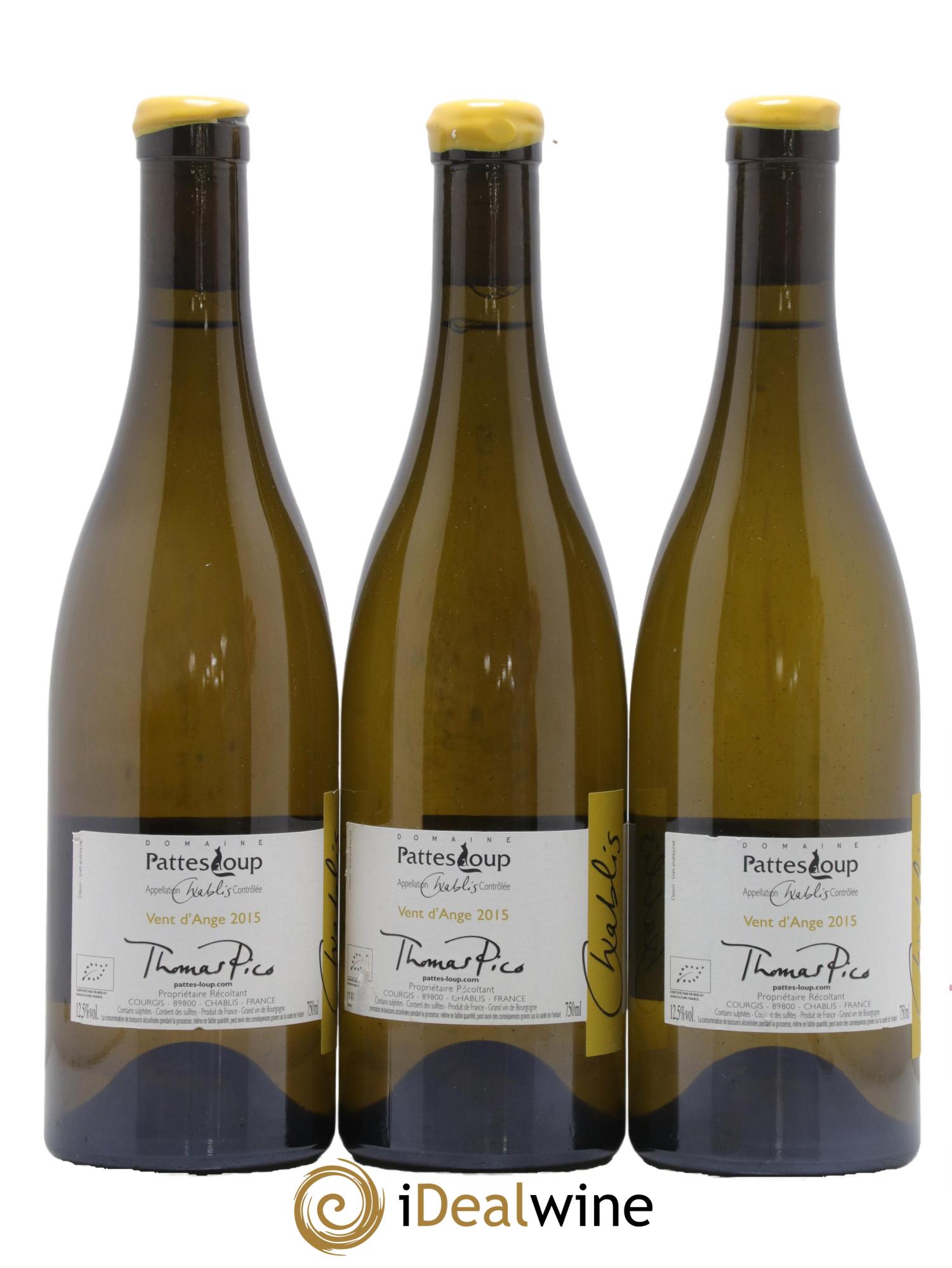 Chablis Vent d'Ange Pattes Loup (Domaine) 2015 - Lot de 3 bouteilles - 1