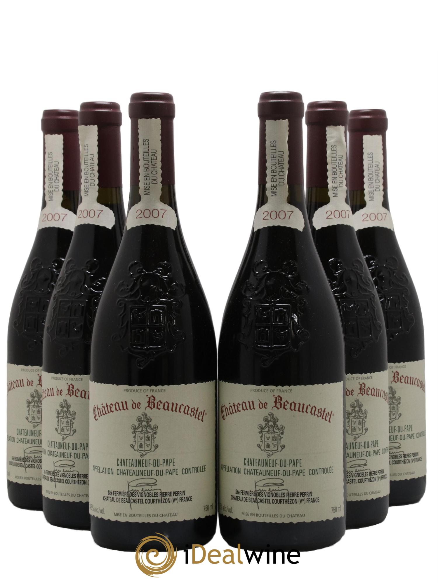 Châteauneuf-du-Pape Château de Beaucastel Famille Perrin 2007 - Lot de 6 bouteilles - 0