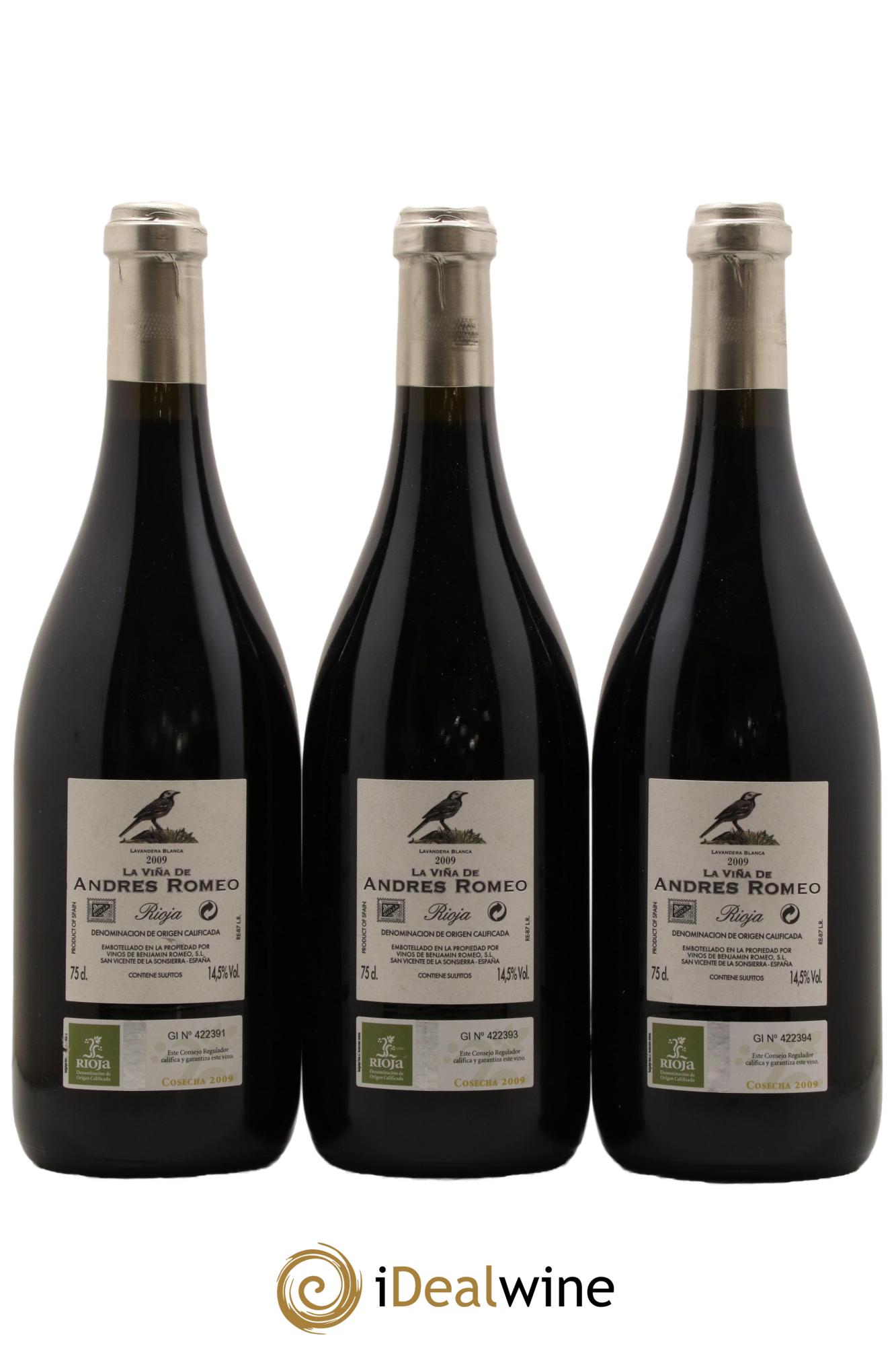 Rioja DOCA La Vina de Andres Romeo 2009 - Lot de 3 bouteilles - 1