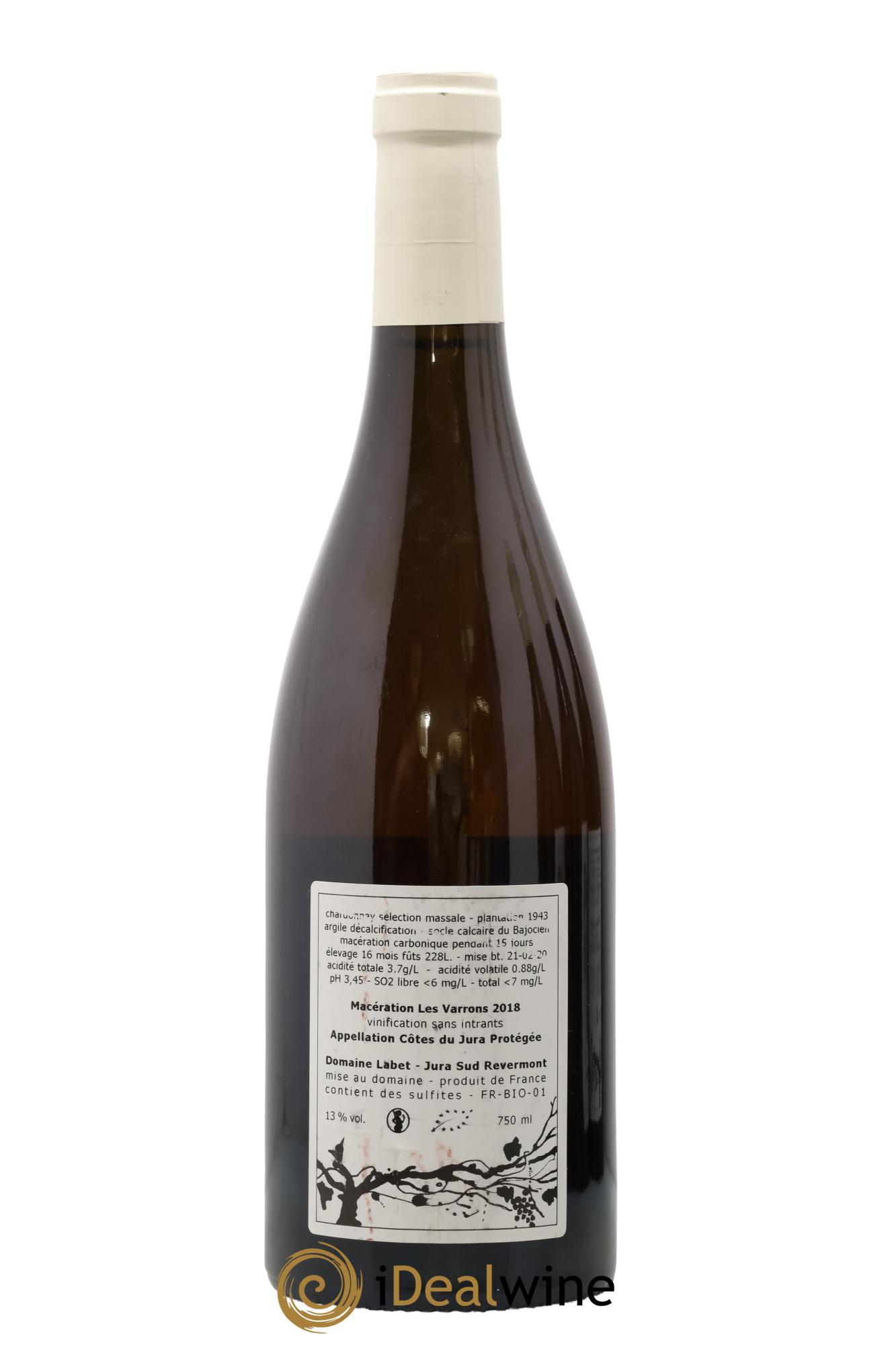 Côtes du Jura Chardonnay Les Varrons Macération Romain - Julien  - Charline Labet 2018 - Lotto di 1 bottiglia - 1