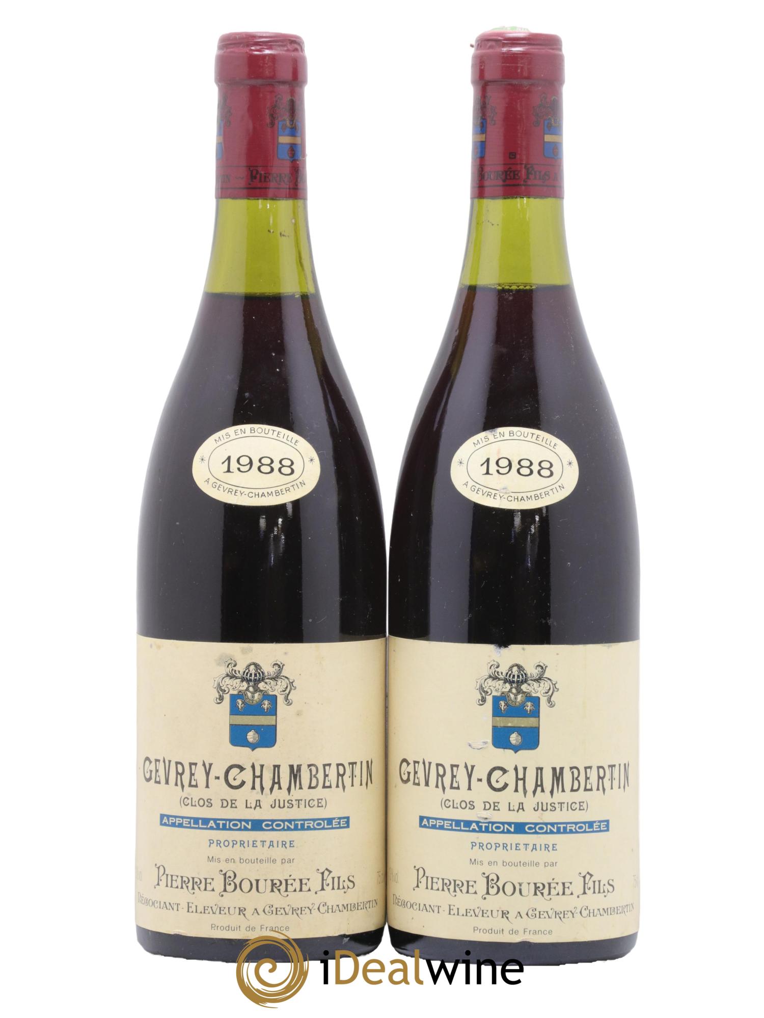 Gevrey-Chambertin Clos De La Justice Pierre Bourée 1988 - Lot de 2 bouteilles - 0