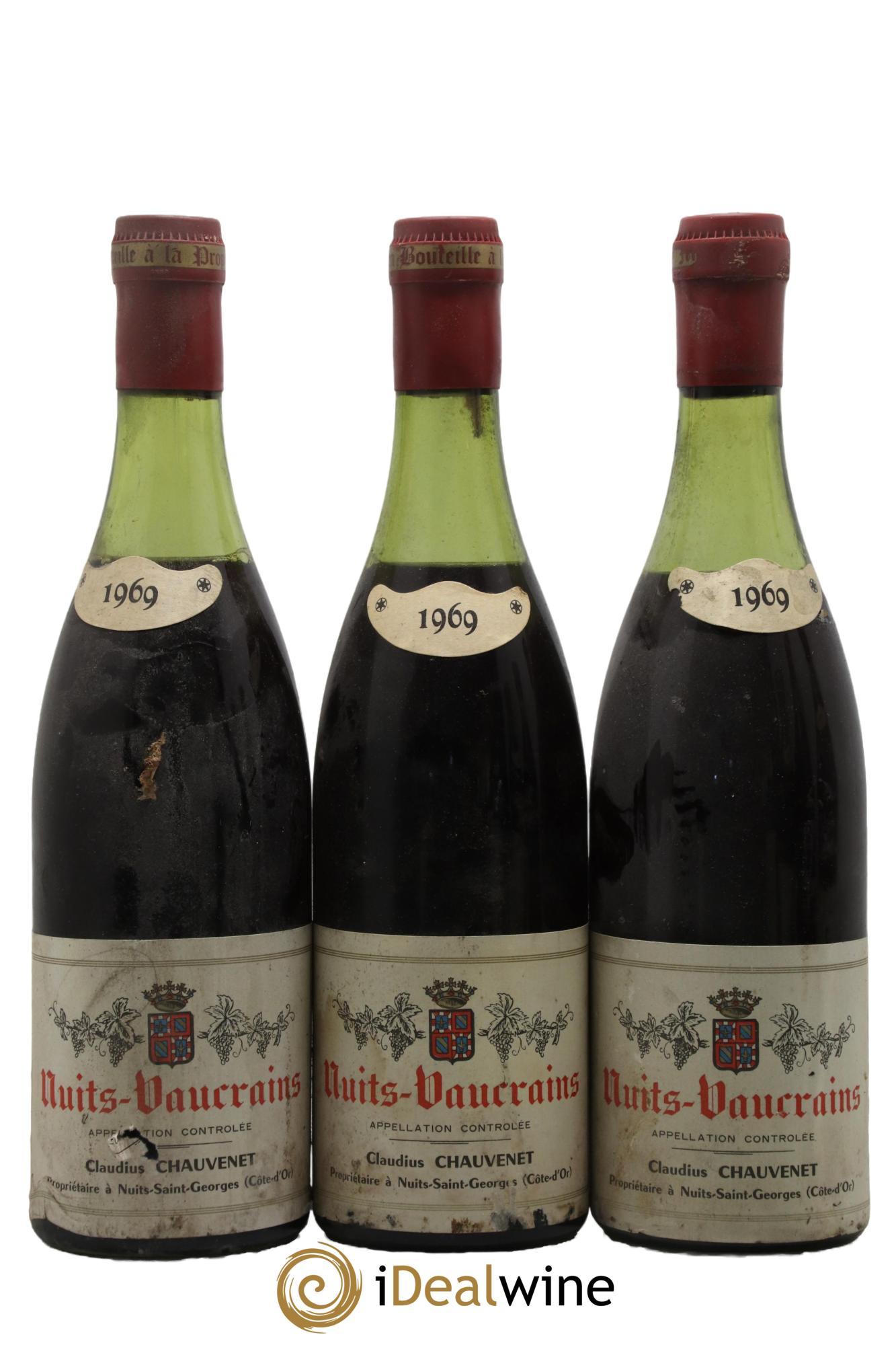 Nuits-Saint-Georges Vaucrains Claudius Chauvenet 1969 - Lot of 3 bottles - 0