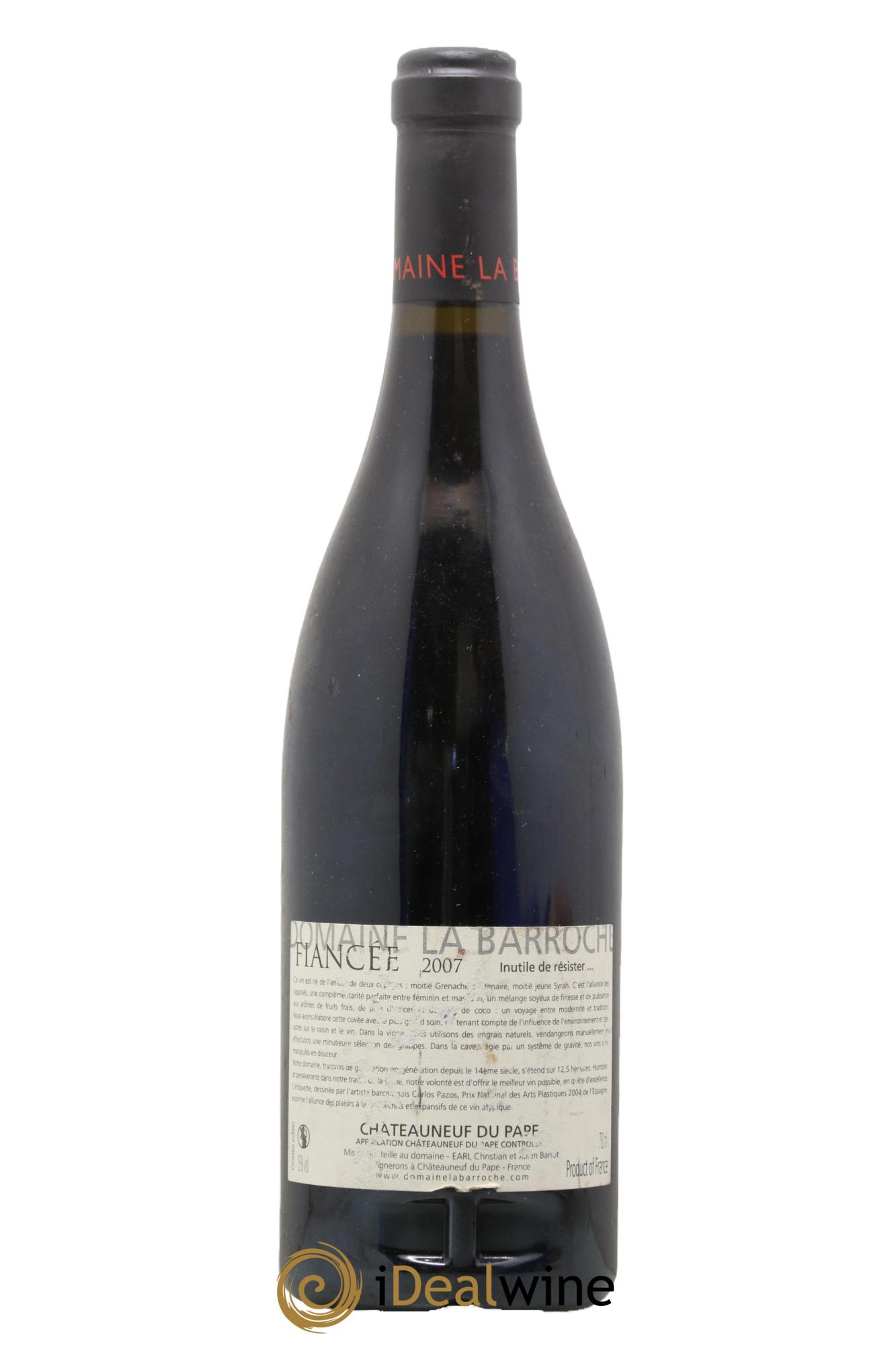 Châteauneuf-du-Pape La Barroche (Domaine de) Cuvée Fiancée Julien Barrot 2007 - Lot de 1 bouteille - 1
