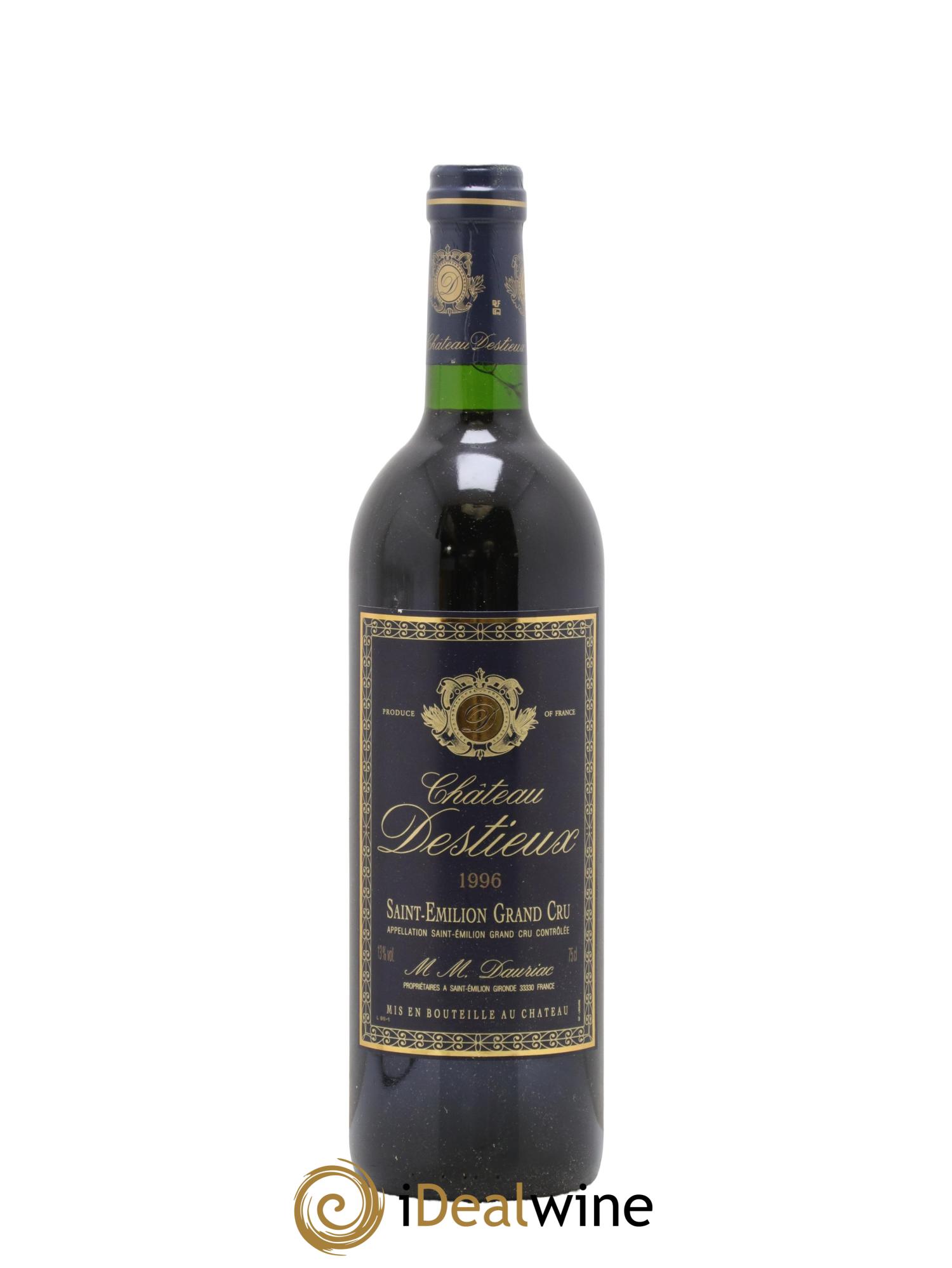 Château Destieux Grand Cru Classé 1996 - Lot de 1 bouteille - 0