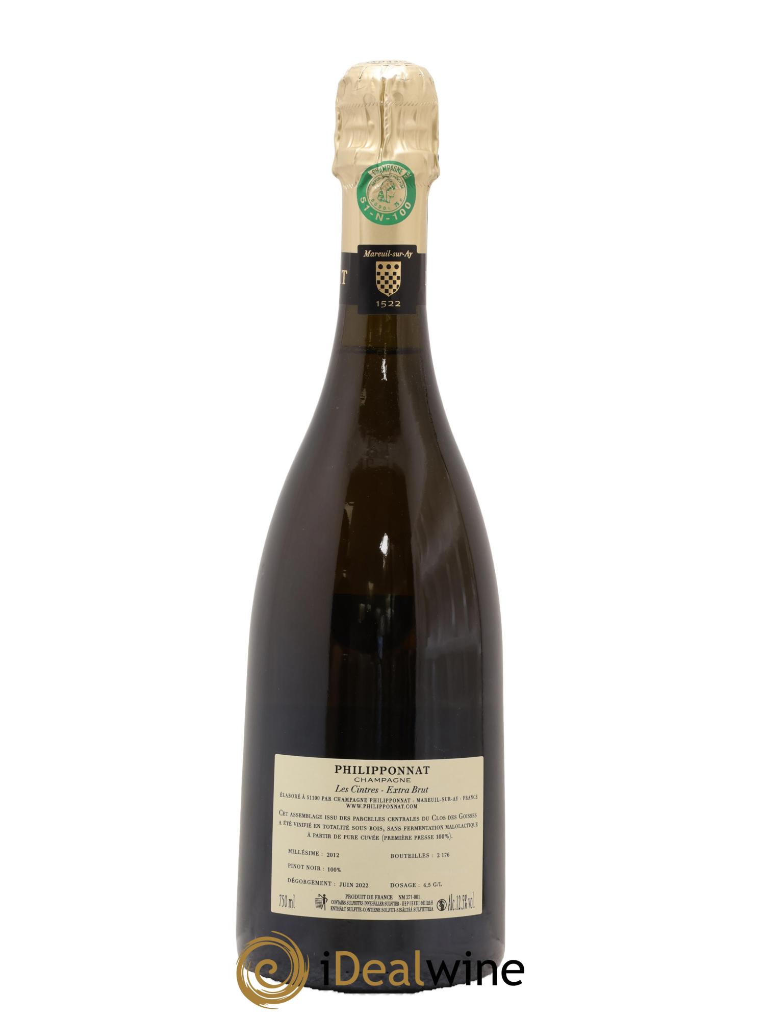 Clos des Goisses - Les Cintres Extra-brut Philipponnat 2012 - Posten von 1 Flasche - 2