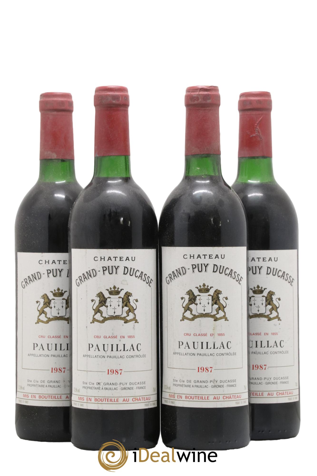 Château Grand Puy Ducasse 5ème Grand Cru Classé 1987 - Lot de 4 bouteilles - 0