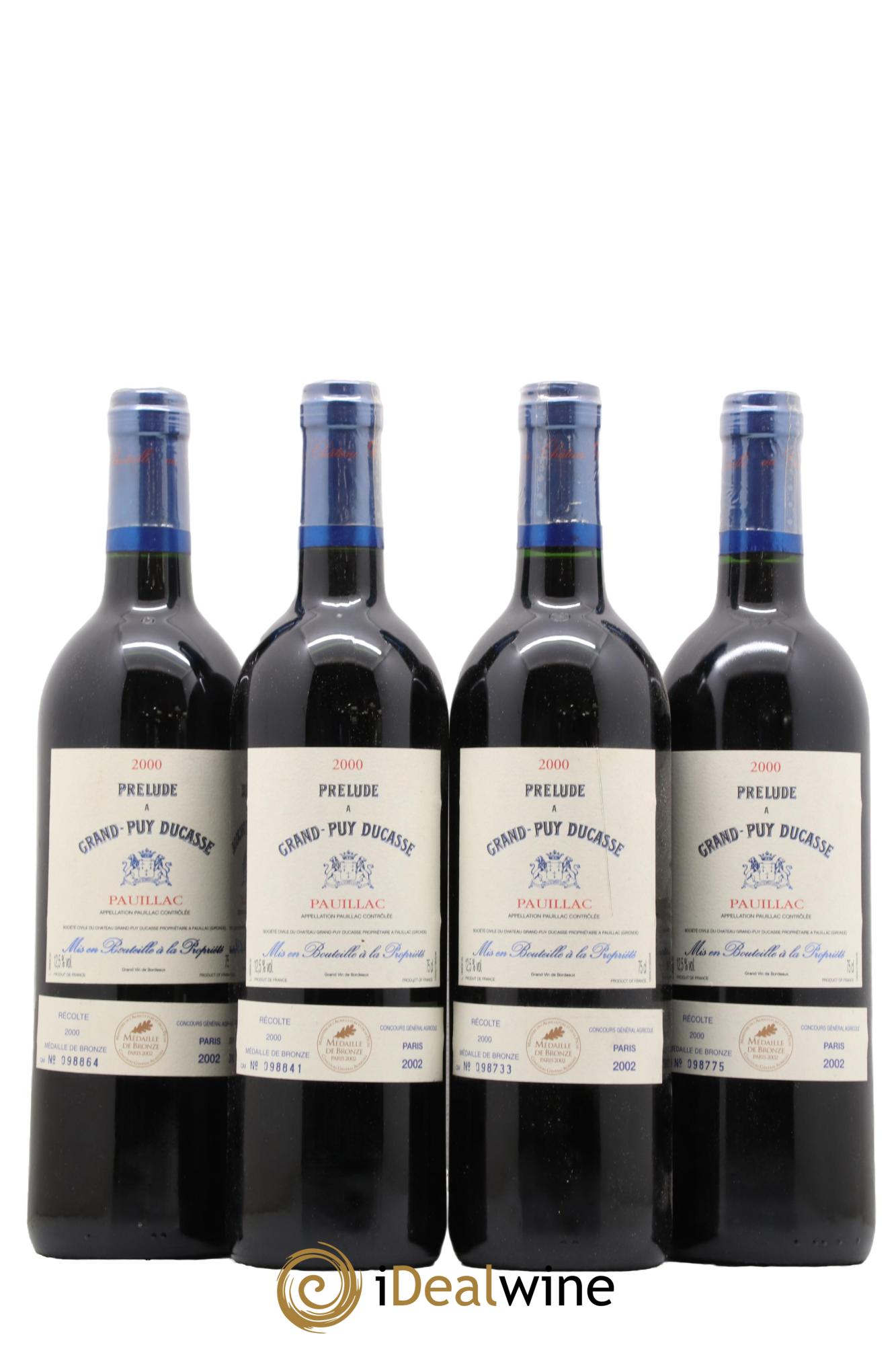 Prélude à Grand Puy Ducasse Second Vin 2000 - Lot de 4 bouteilles - 0
