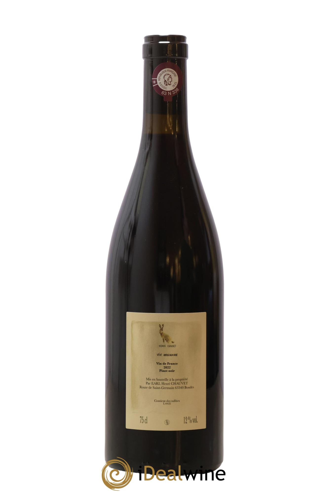 Vin de France Vie ordinaire Henri Chauvet 2022 - Lot de 1 bouteille - 1