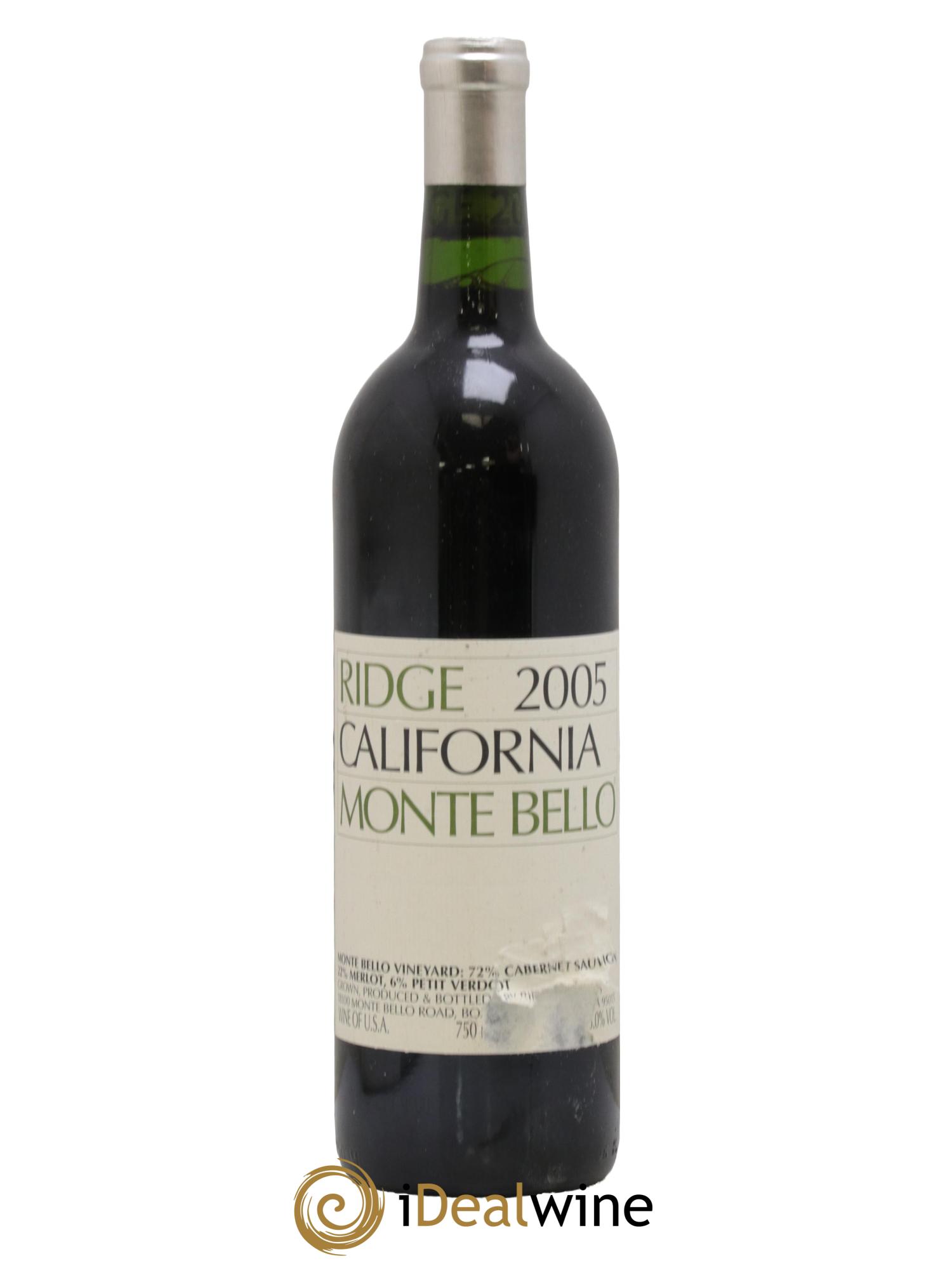 Santa Cruz Mountains Monte Bello Ridge Vineyards 2005 - Lot de 1 bouteille - 0