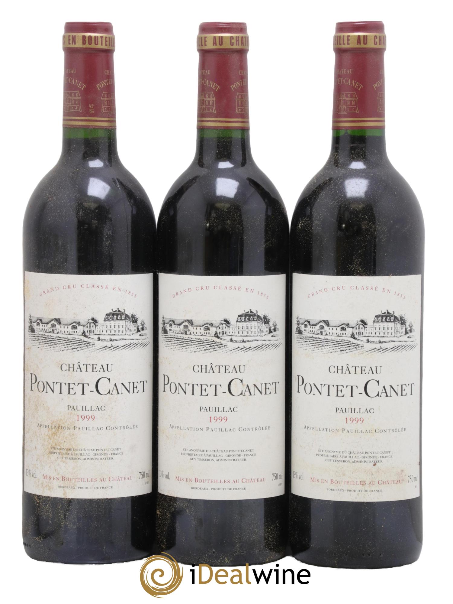 Château Pontet Canet 5ème Grand Cru Classé 1999 - Lot de 3 bouteilles - 0