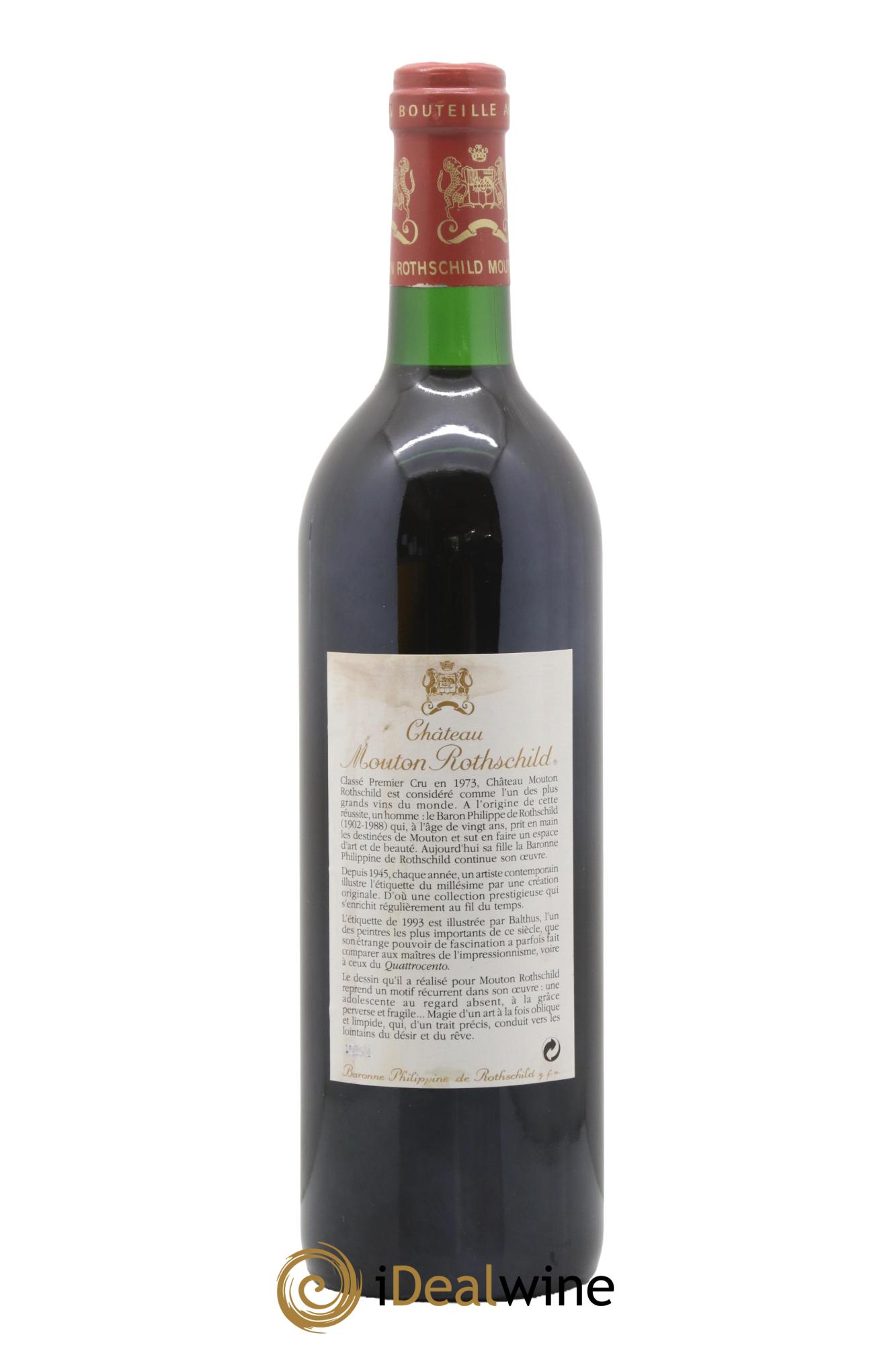 Château Mouton Rothschild 1er Grand Cru Classé 1993 - Lot de 1 bouteille - 1