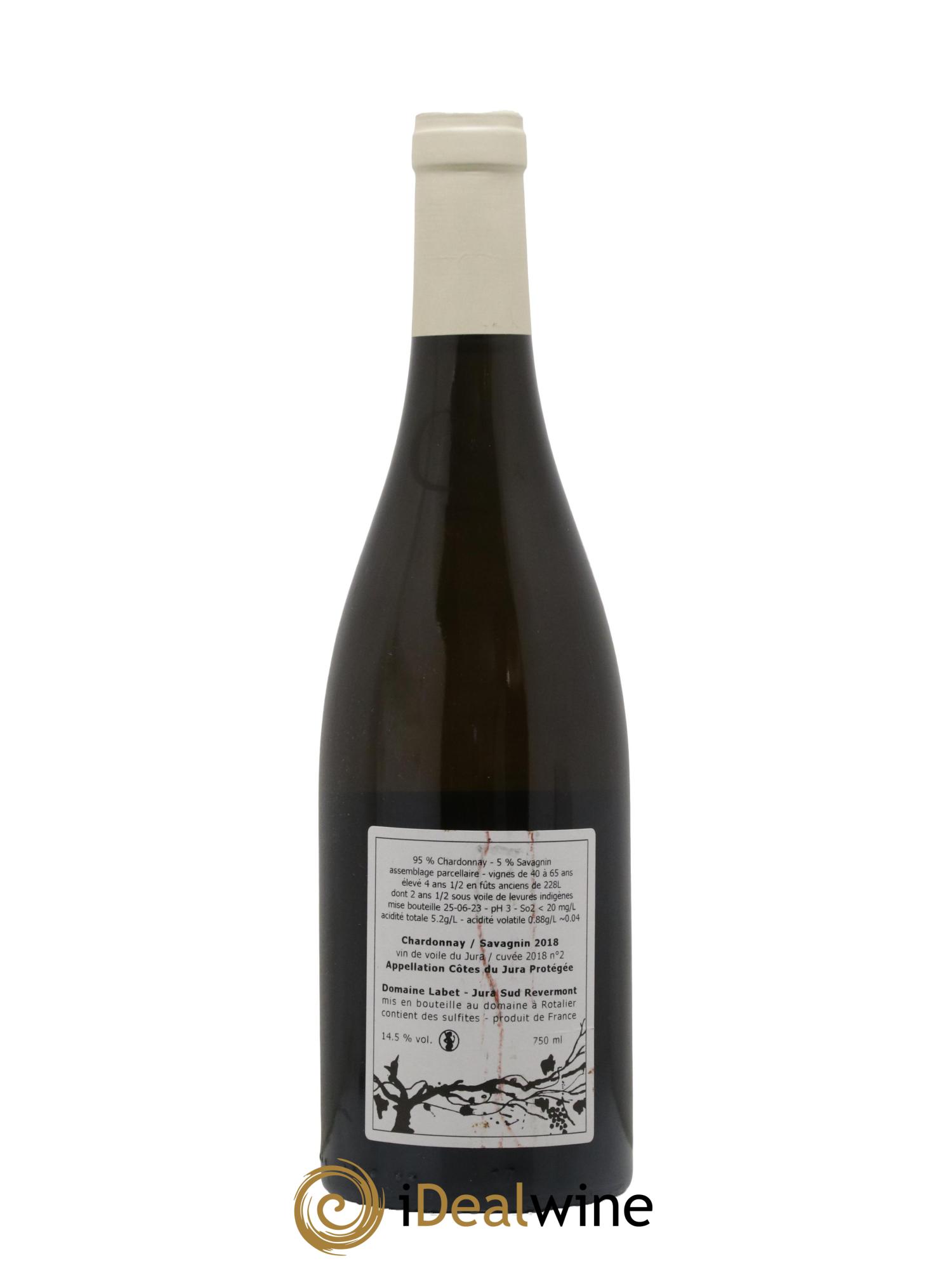 Côtes du Jura Vin de Voile Chardonnay-Savagnin cuvée de garde Romain - Julien - Charline Labet 2018 - Lot de 1 bouteille - 1