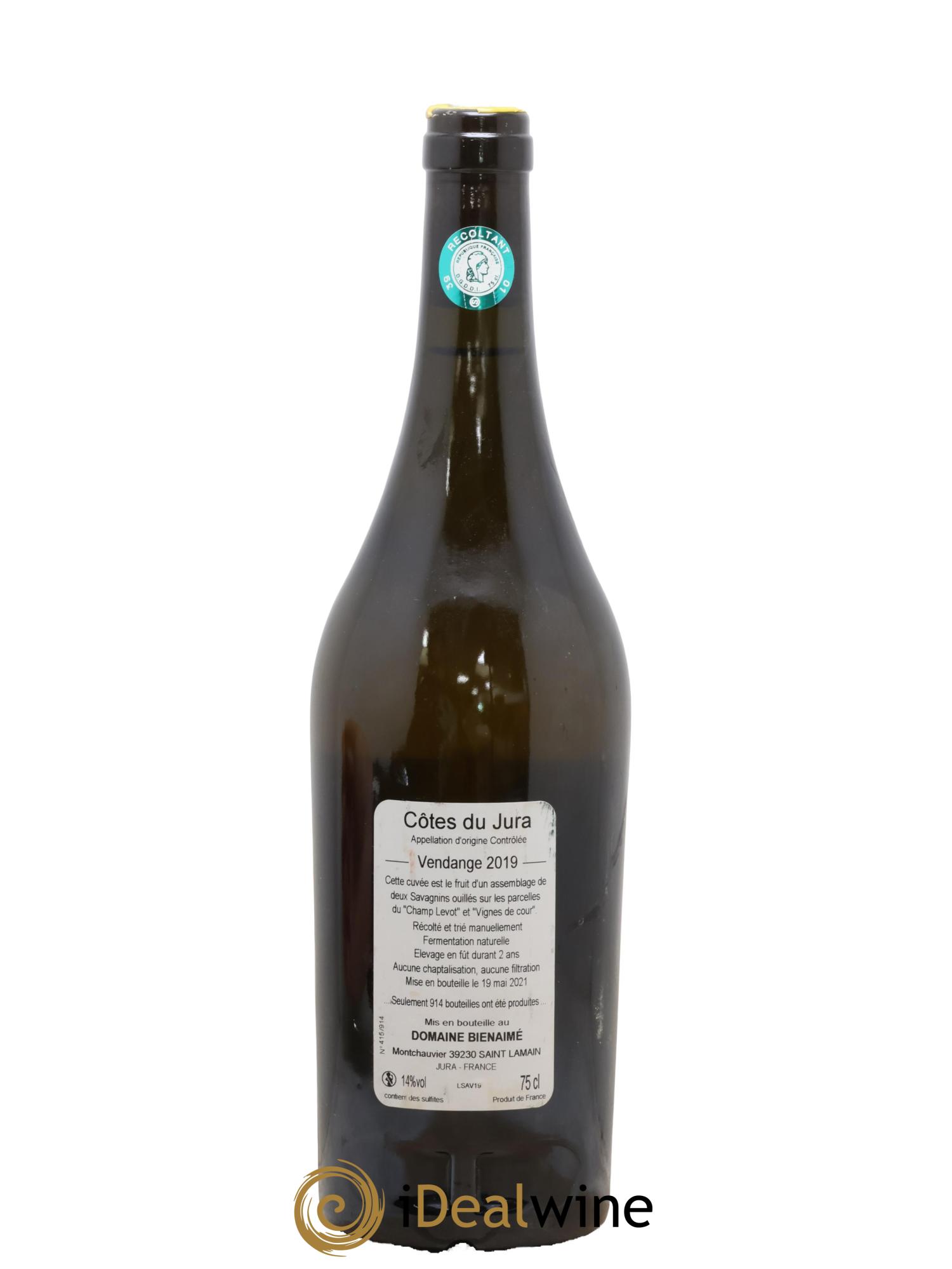 Côtes du Jura Savagnin Bruno Bienaimé 2019 - Lot de 1 bouteille - 1