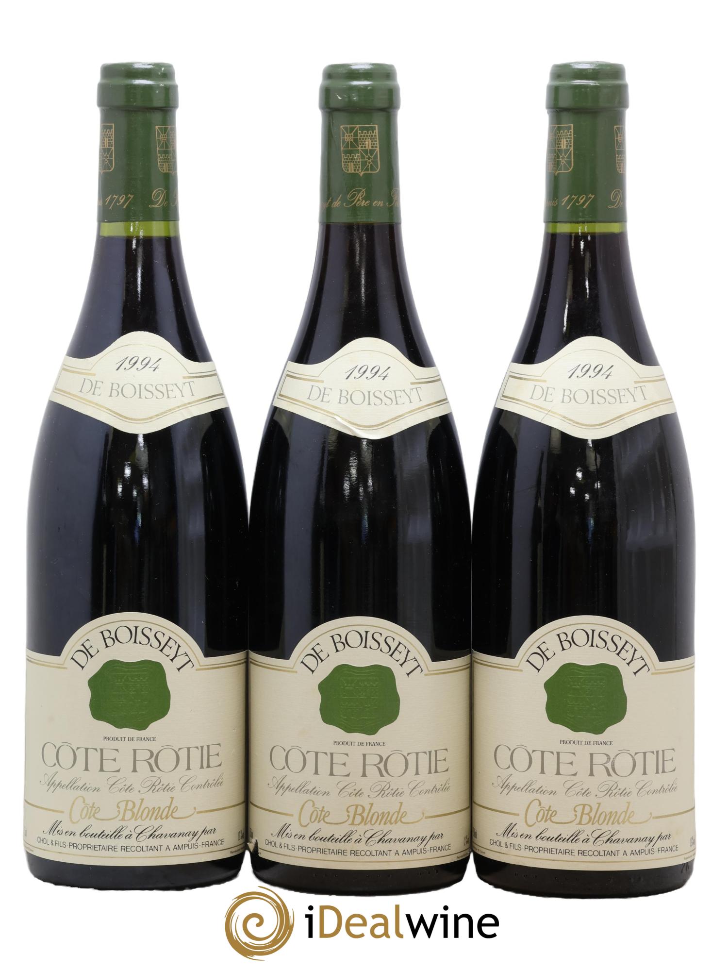 Côte-Rôtie Côte-Blonde Vignoble De Boisseyt 1994 - Lot de 3 bouteilles - 0