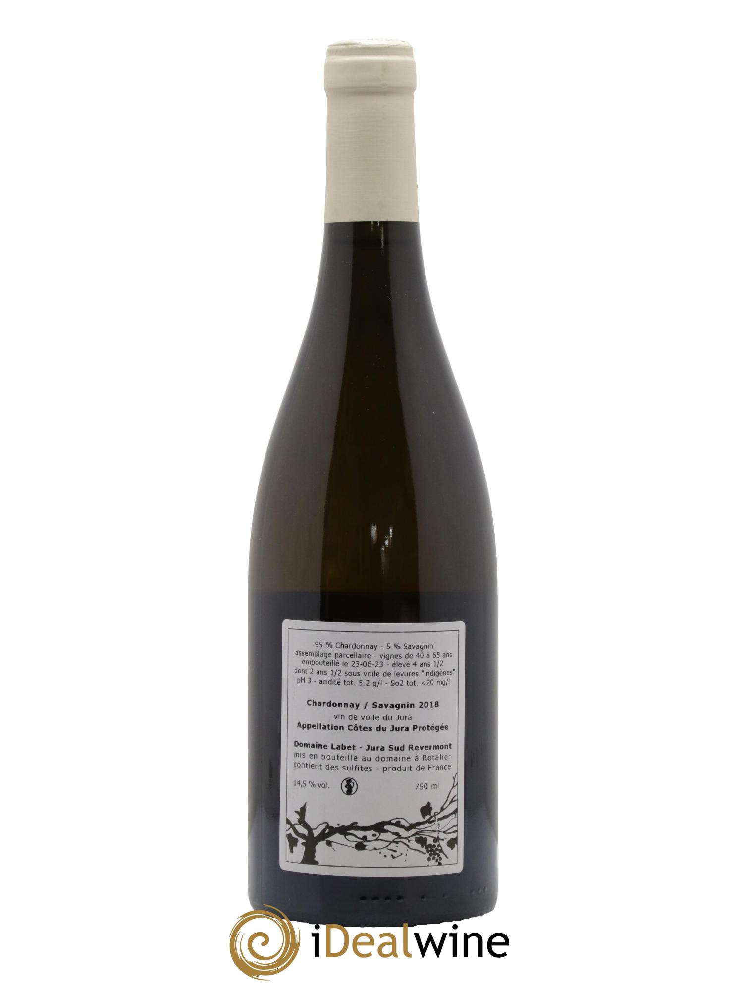 Côtes du Jura Vin de Voile Chardonnay-Savagnin cuvée de garde Romain - Julien - Charline Labet 2018 - Lot de 1 bouteille - 1