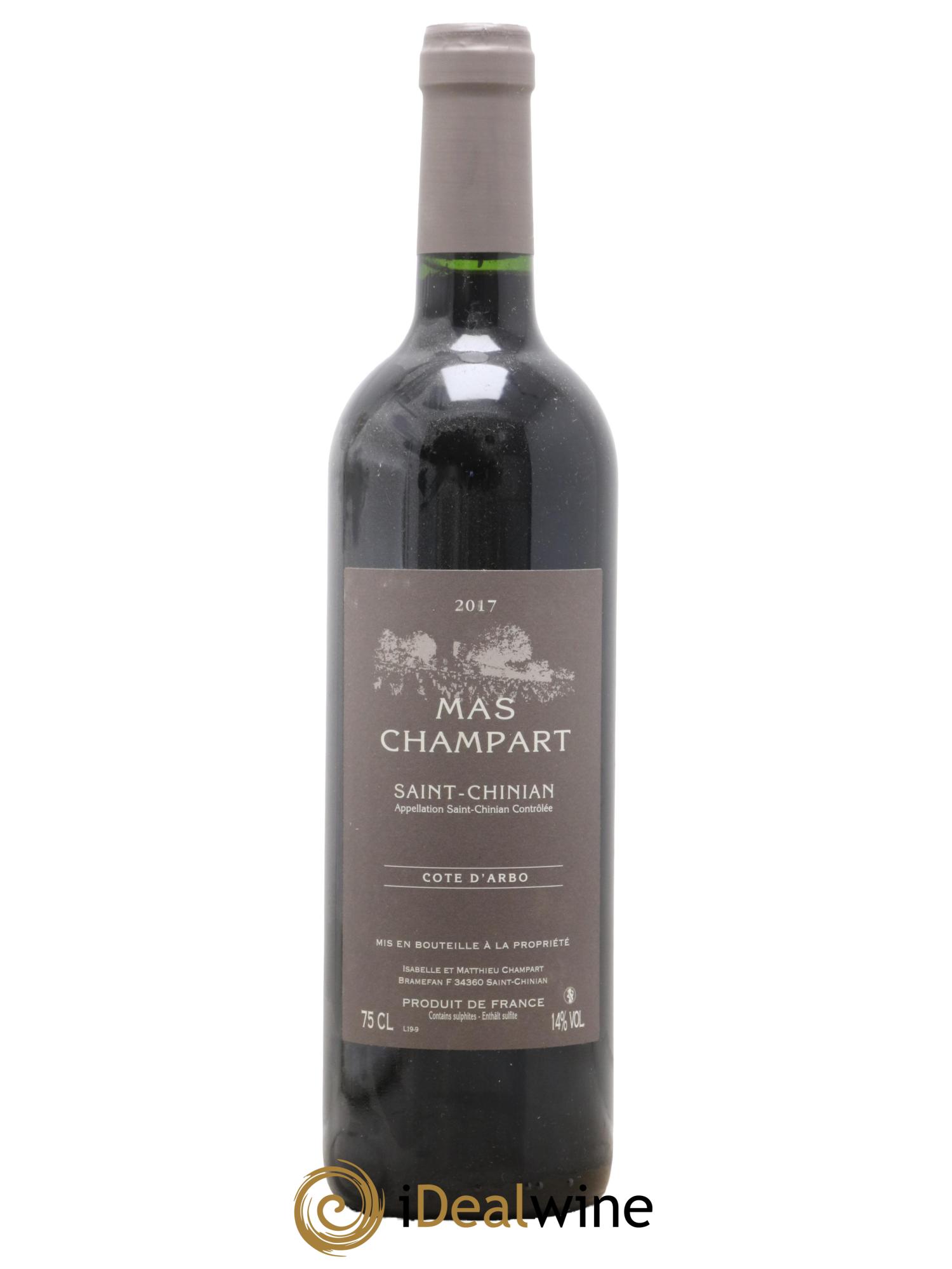 Saint-Chinian Mas Champart Côte d'Arbo Isabelle et Mathieu Champart 2017 - Lot de 1 bouteille - 0