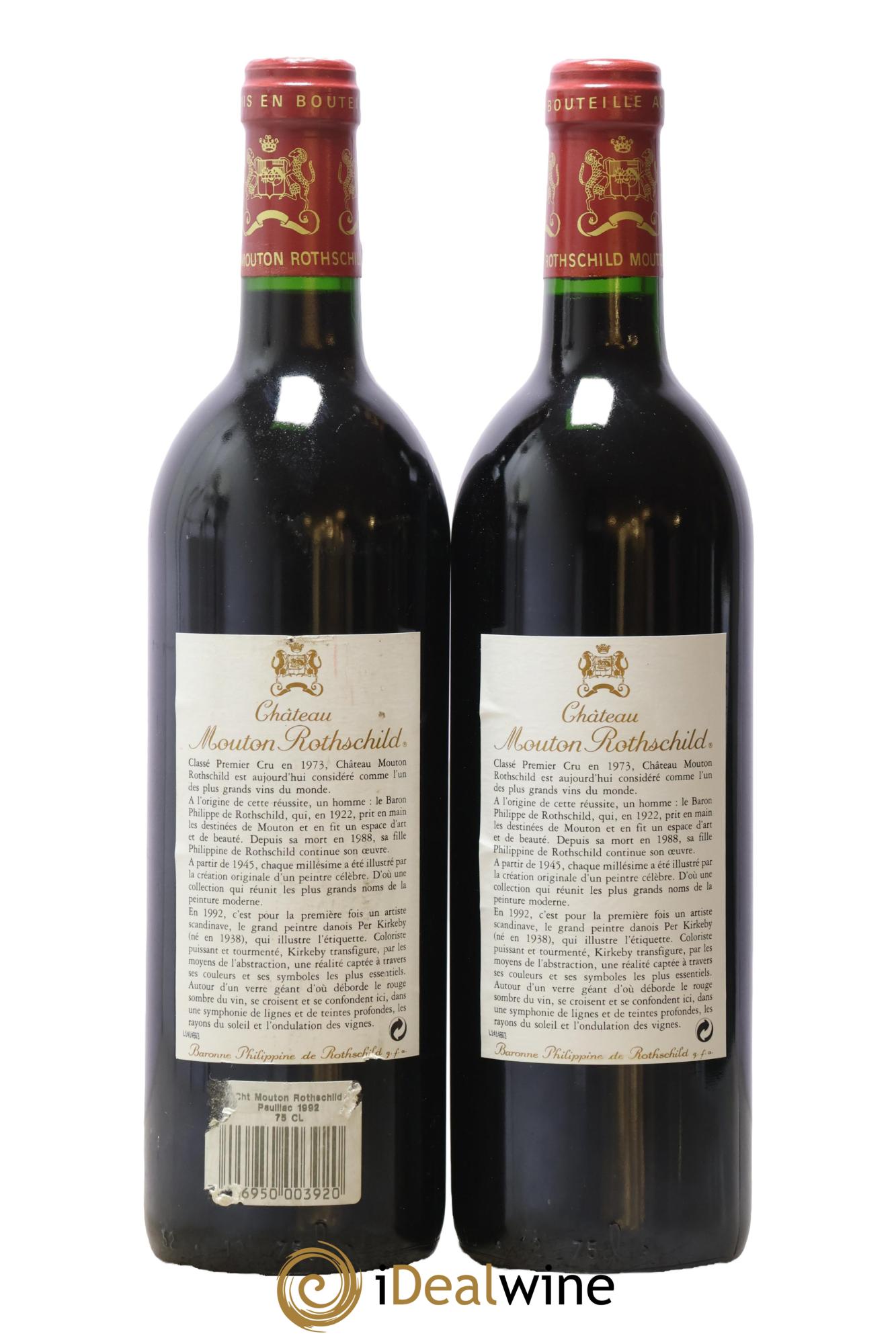 Château Mouton Rothschild 1er Grand Cru Classé 1992 - Lot of 2 bottles - 1