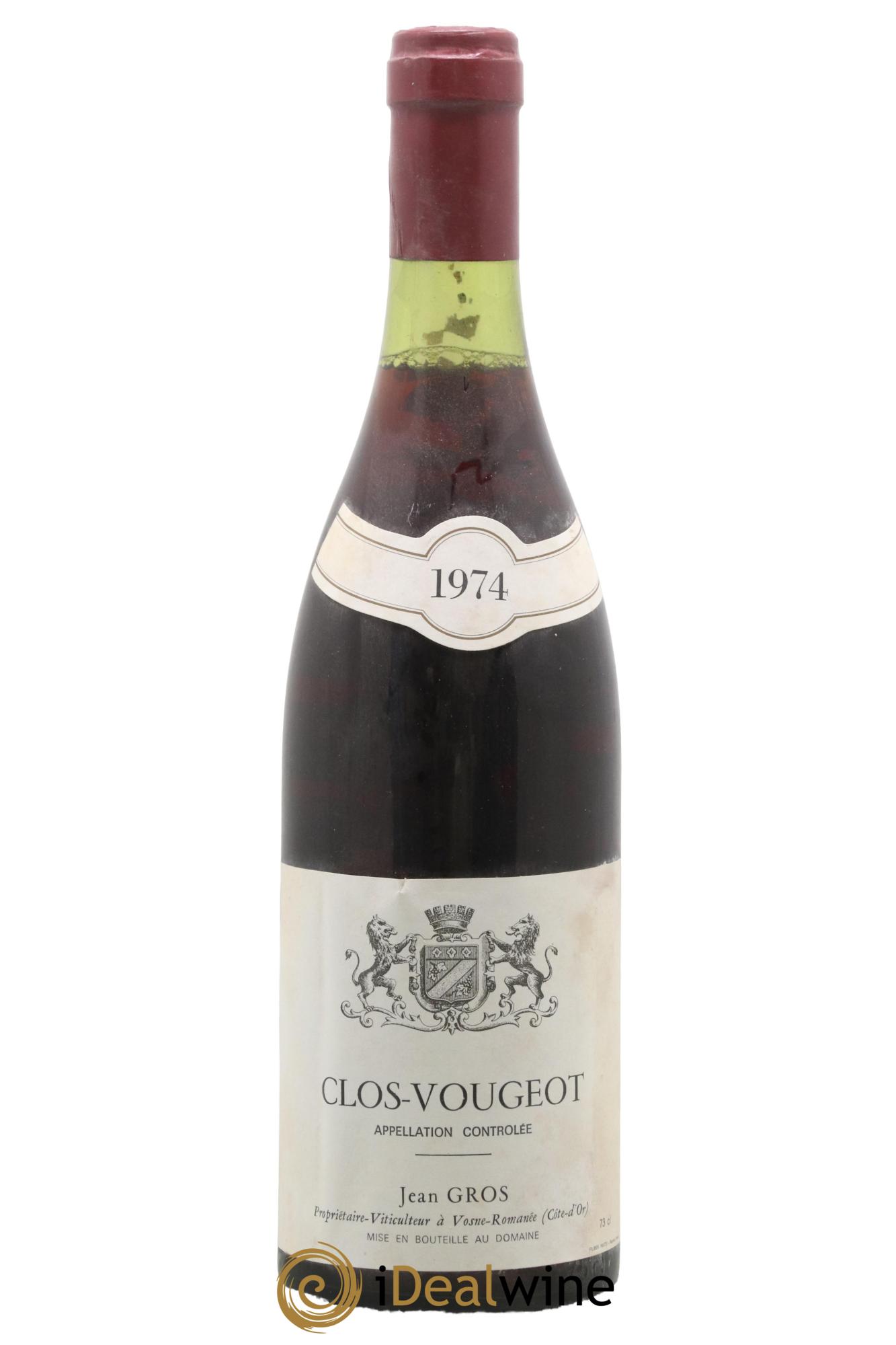 Clos de Vougeot Grand Cru Jean Gros 1974 - Lot de 1 bouteille - 0