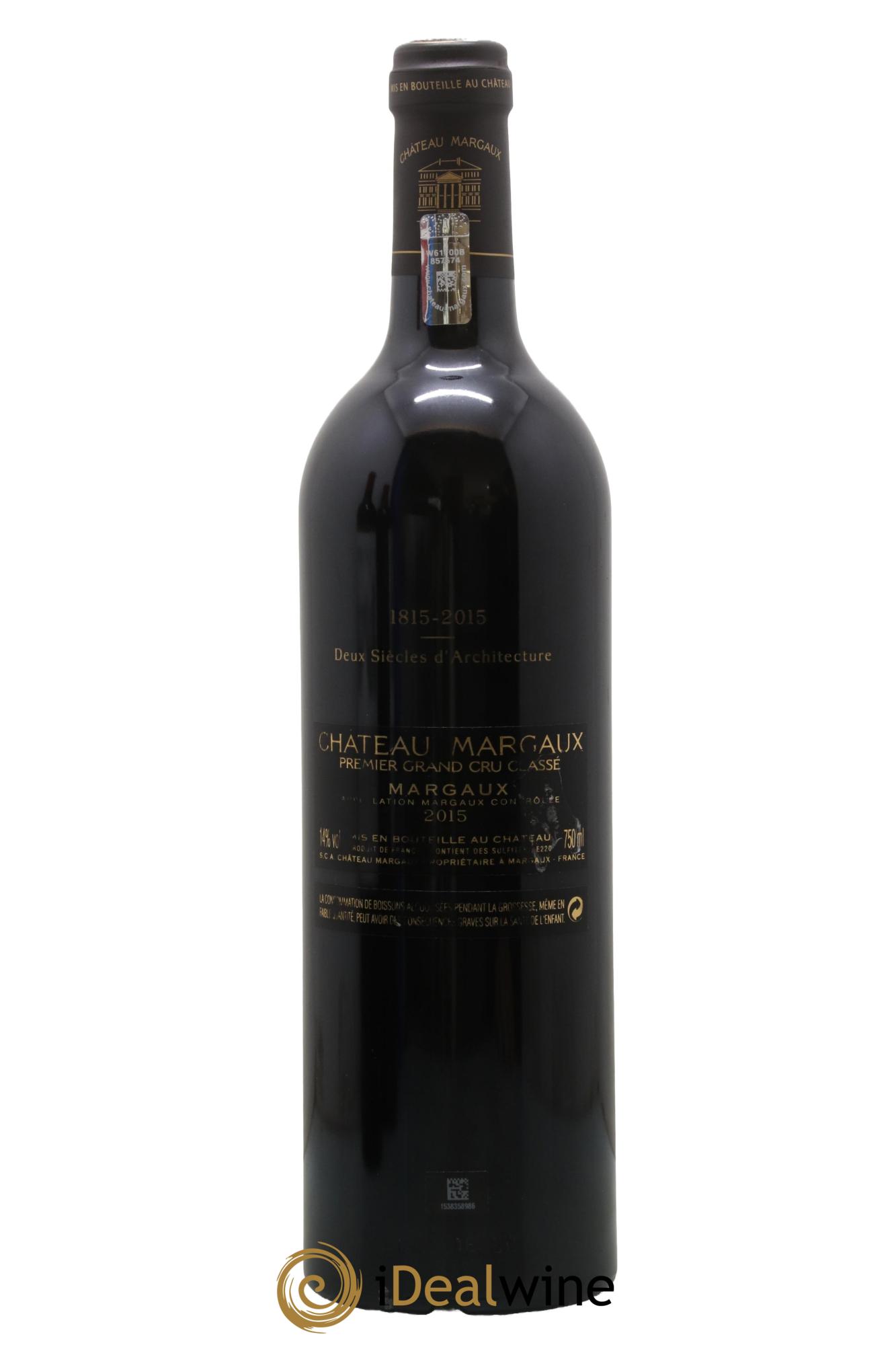 Château Margaux 1er Grand Cru Classé 2015 - Lot de 1 bouteille - 1