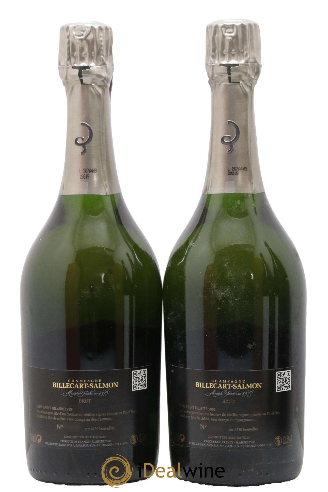 Le Clos Saint-Hilaire  Billecart-Salmon 1999 - Lot of 2 bottles - 2