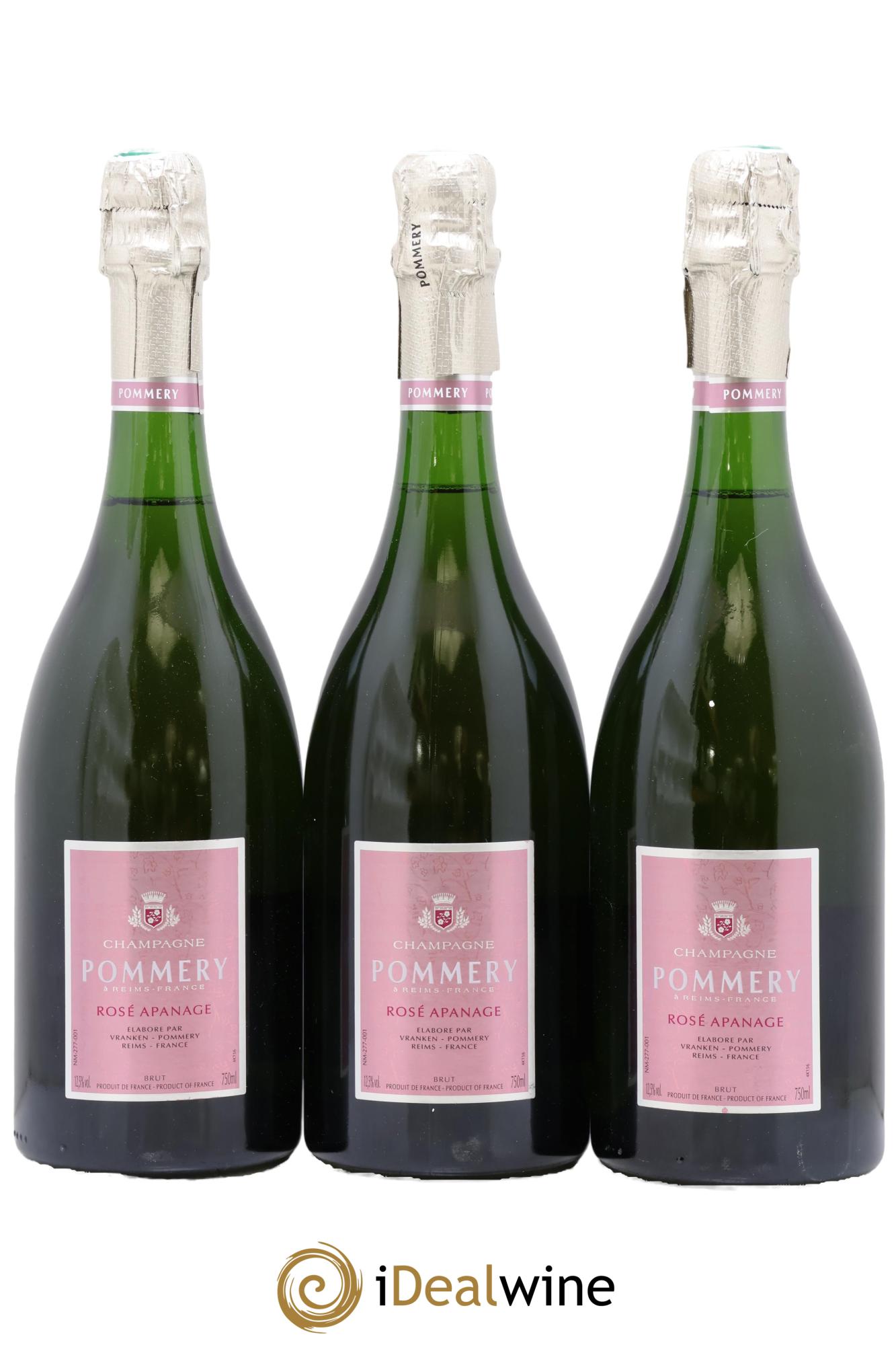 Champagne - Rosé Apanage Pommery - Lot of 3 bottles - 0