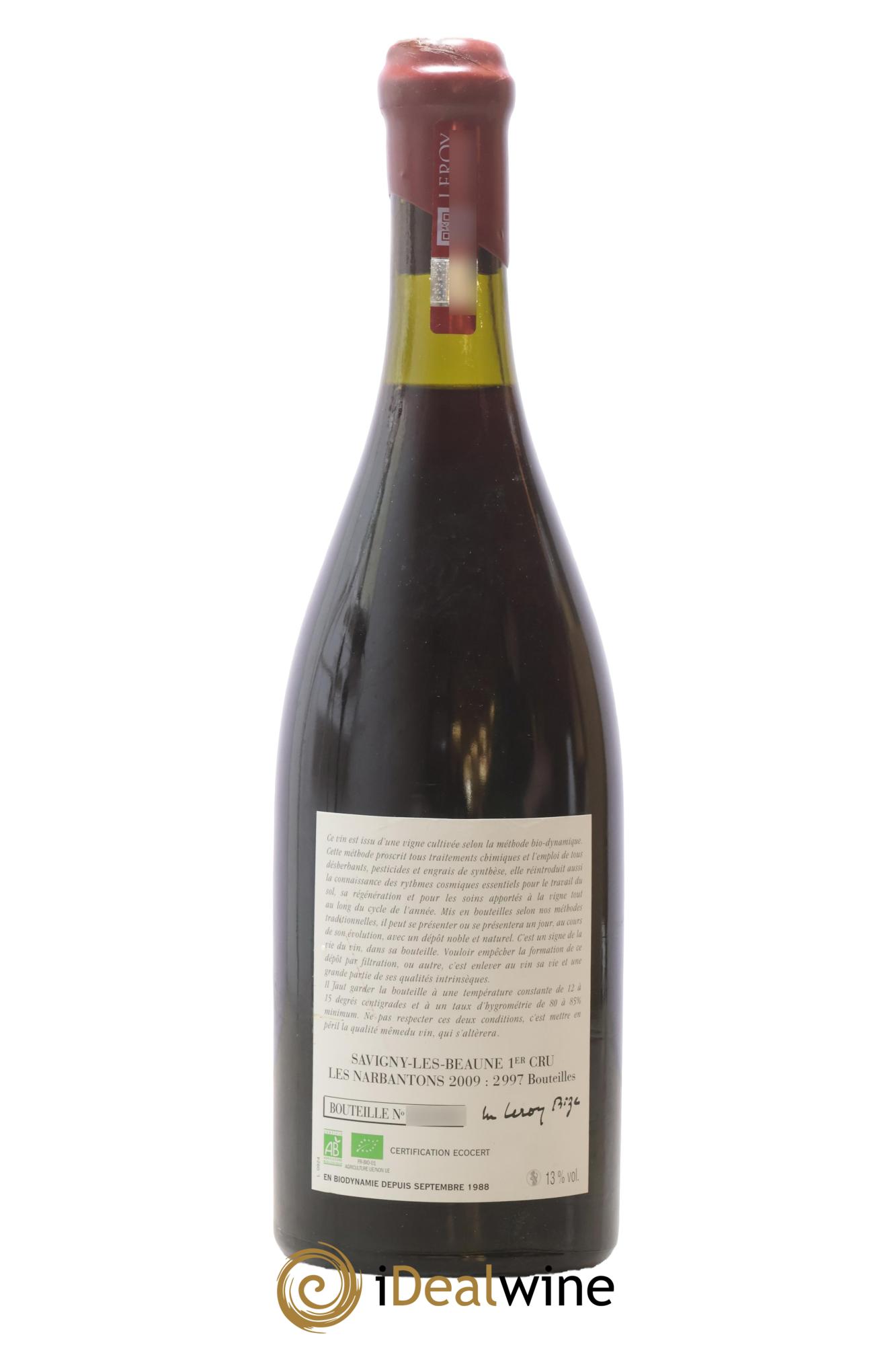 Savigny-lès-Beaune 1er Cru Les Narbantons Leroy (Domaine) 2009 - Lot de 1 bouteille - 1