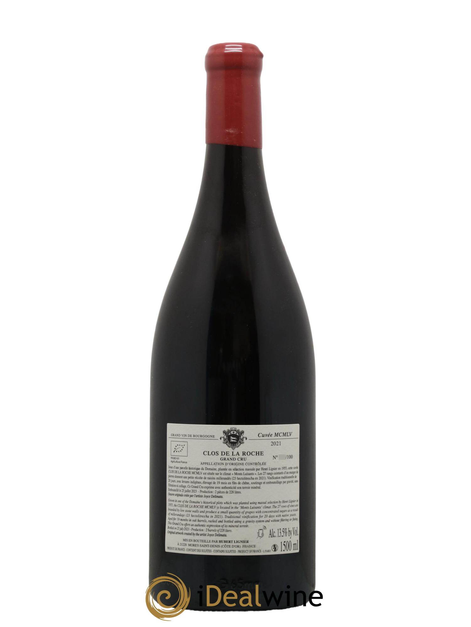 Clos de la Roche Grand Cru MCMLV Hubert Lignier (Domaine) 2021 - Lot de 1 magnum - 2