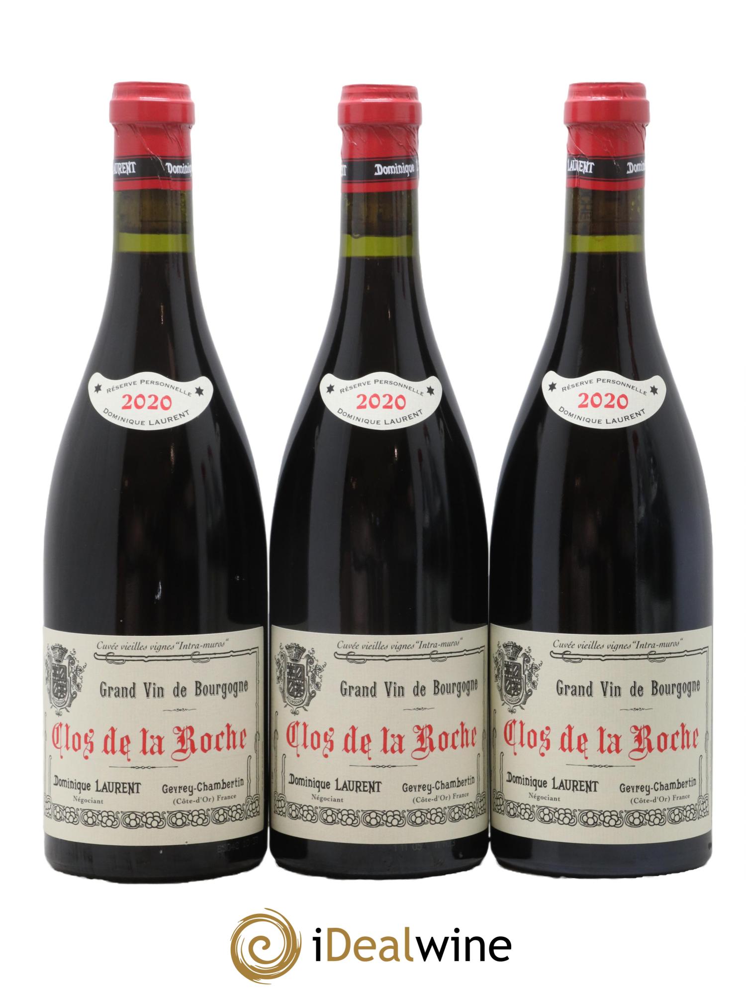 Clos de la Roche Grand Cru Vieilles vignes Intra-muros Dominique Laurent 2020 - Lot de 3 bouteilles - 0
