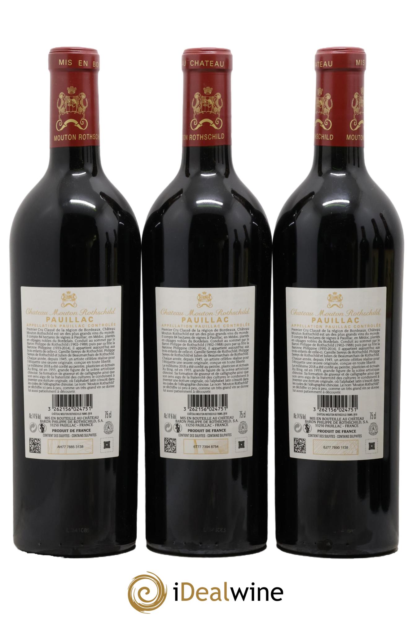 Château Mouton Rothschild 1er Grand Cru Classé 2018 - Lot de 6 bouteilles - 1