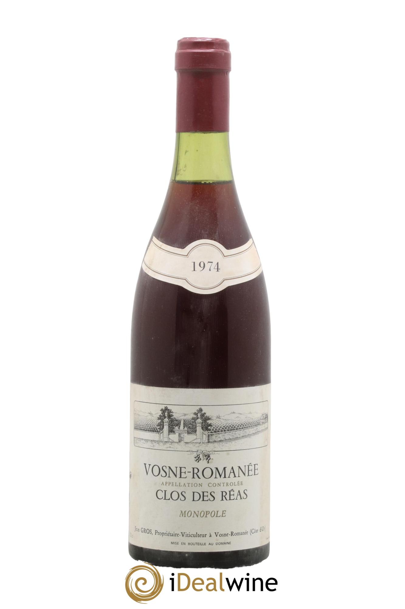 Vosne-Romanée 1er Cru Clos des Réas Jean Gros 1974 - Lot de 1 bouteille - 0
