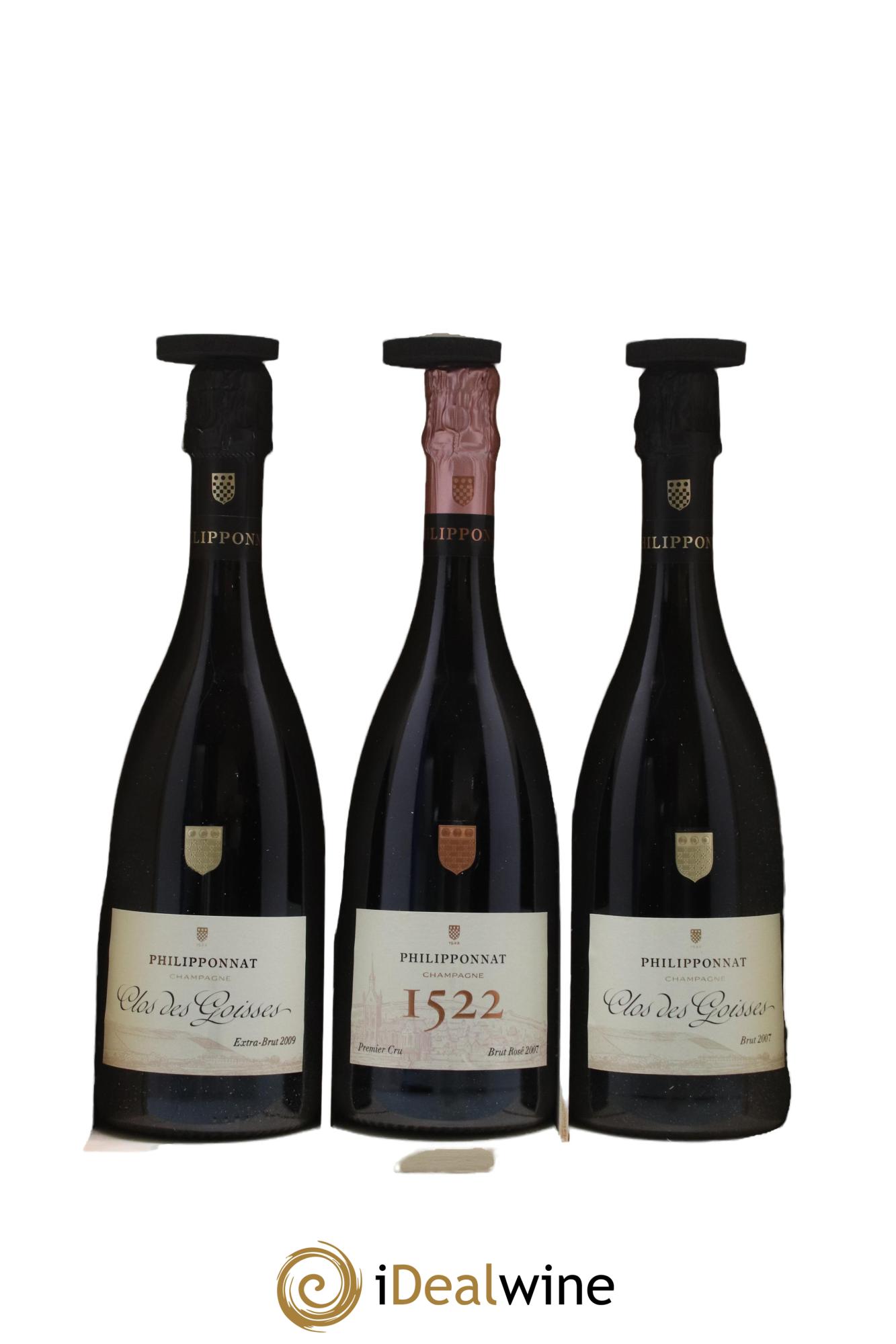 Champagne Coffret Philipponnat (1 bouteille Clos des Goisses Extra Brut 2009 , 1 bouteille Clos des Goisses Brut 2007 et 1 bouteille Cuvée 1522 Extra Brut Grand Cru) - Posten von 3 Flaschen - 0
