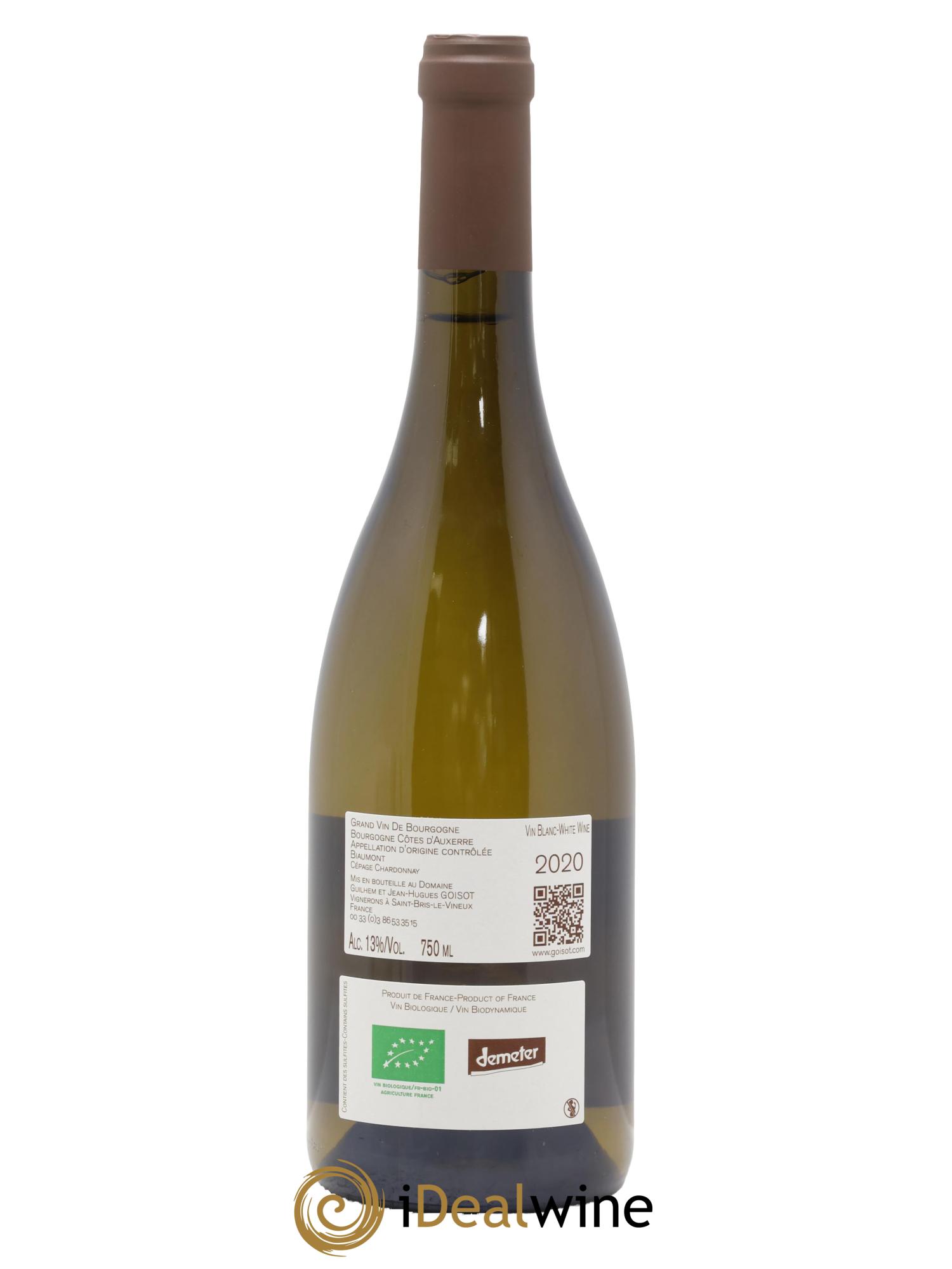 Bourgogne Côtes d'Auxerre Biaumont Goisot 2020 - Lotto di 1 bottiglia - 1