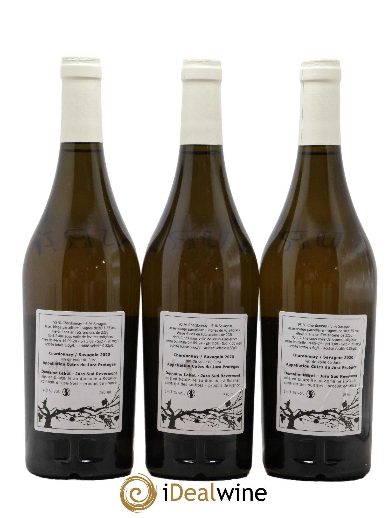 Côtes du Jura Vin de Voile Chardonnay-Savagnin cuvée de garde Romain - Julien  - Charline Labet  2020 - Lotto di 3 bottiglie - 1