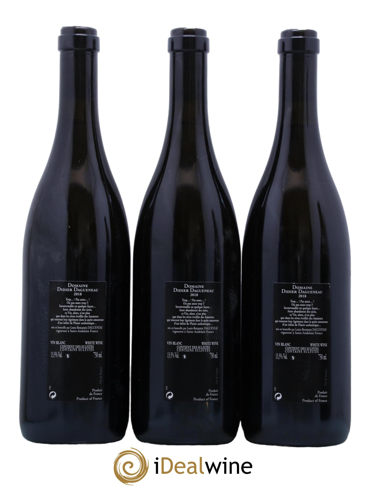 Vin de France (anciennement Pouilly-Fumé) Silex Dagueneau (Domaine Didier - Louis-Benjamin)  2018 - Lot de 3 bouteilles - 1