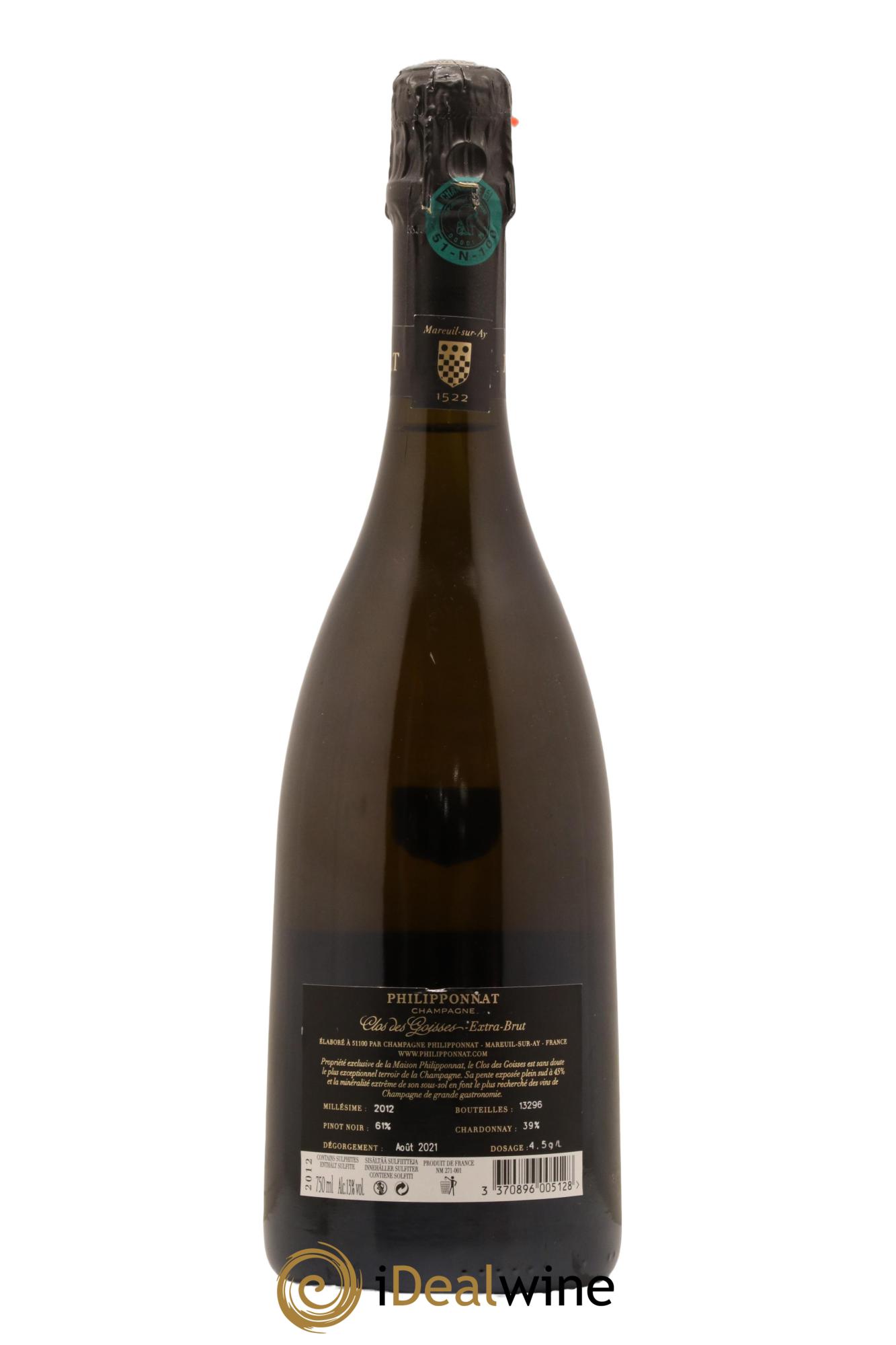 Clos des Goisses Philipponnat 2012 - Lot of 1 bottle - 1