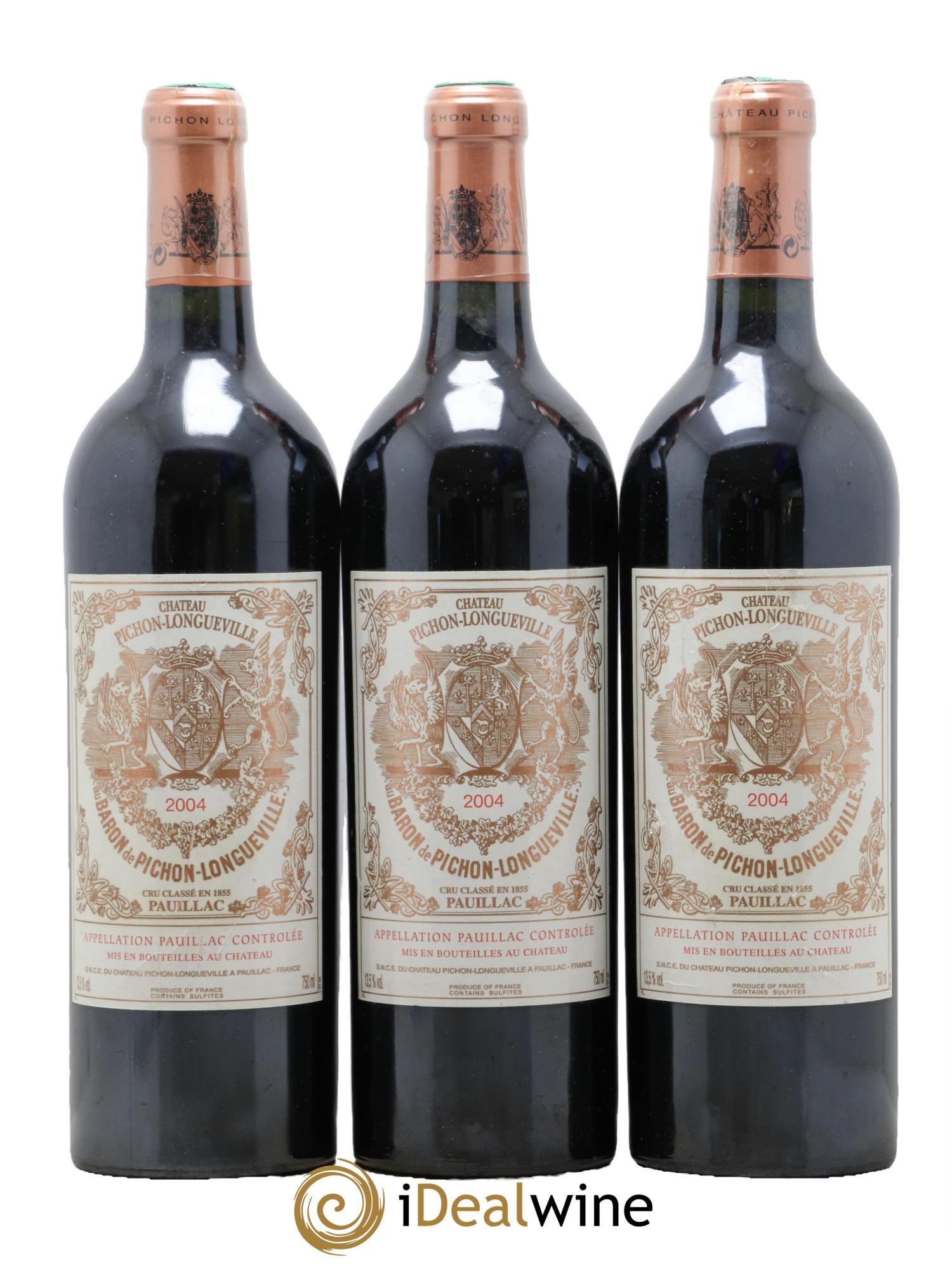 Pichon Longueville Baron 2ème Grand Cru Classé 2004 - Lot de 3 bouteilles - 0