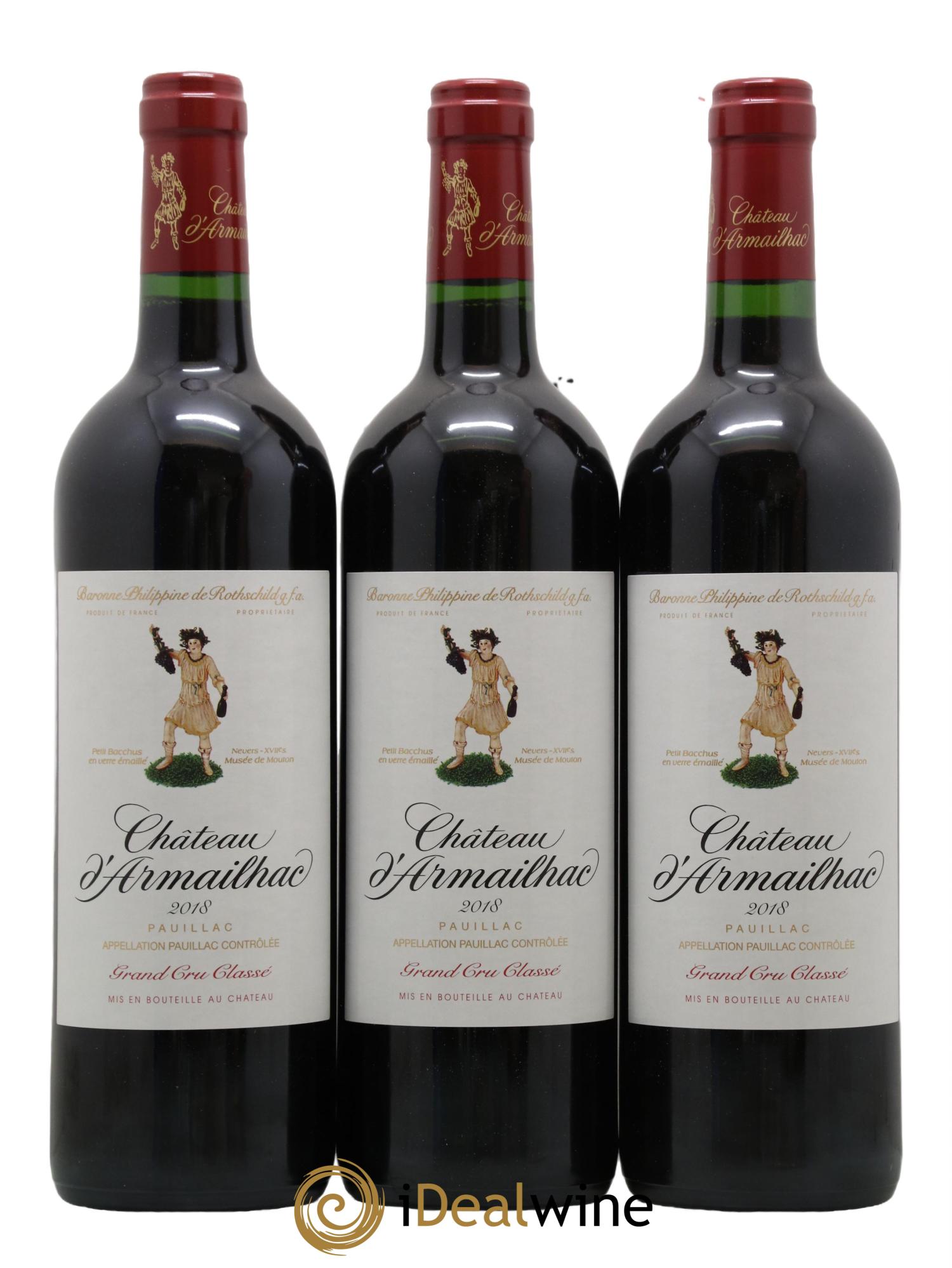Château d' Armailhac - Mouton Baron(ne) Philippe 5ème Grand Cru Classé 2018 - Lot de 3 bouteilles - 0