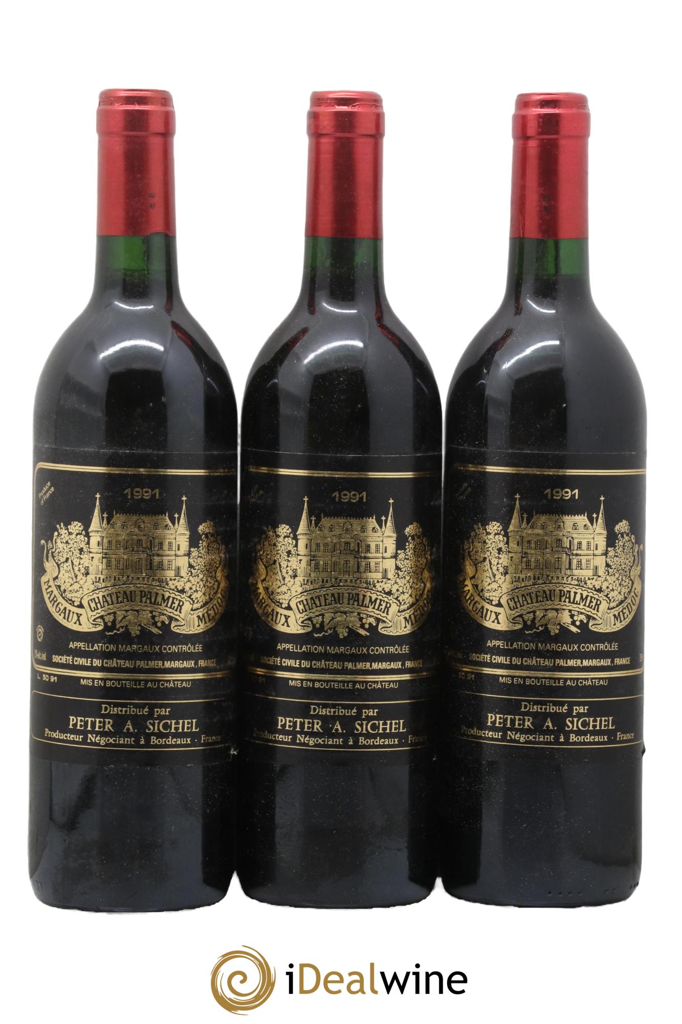 Château Palmer 3ème Grand Cru Classé 1991 - Lotto di 3 bottiglie - 0
