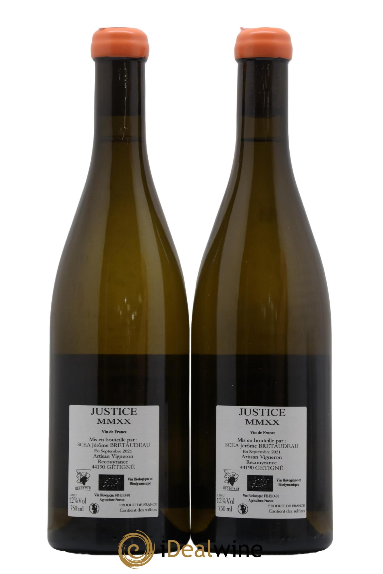 Vin de France La Justice Jérôme Bretaudeau - Domaine de Bellevue 2020 - Lot de 2 bouteilles - 1