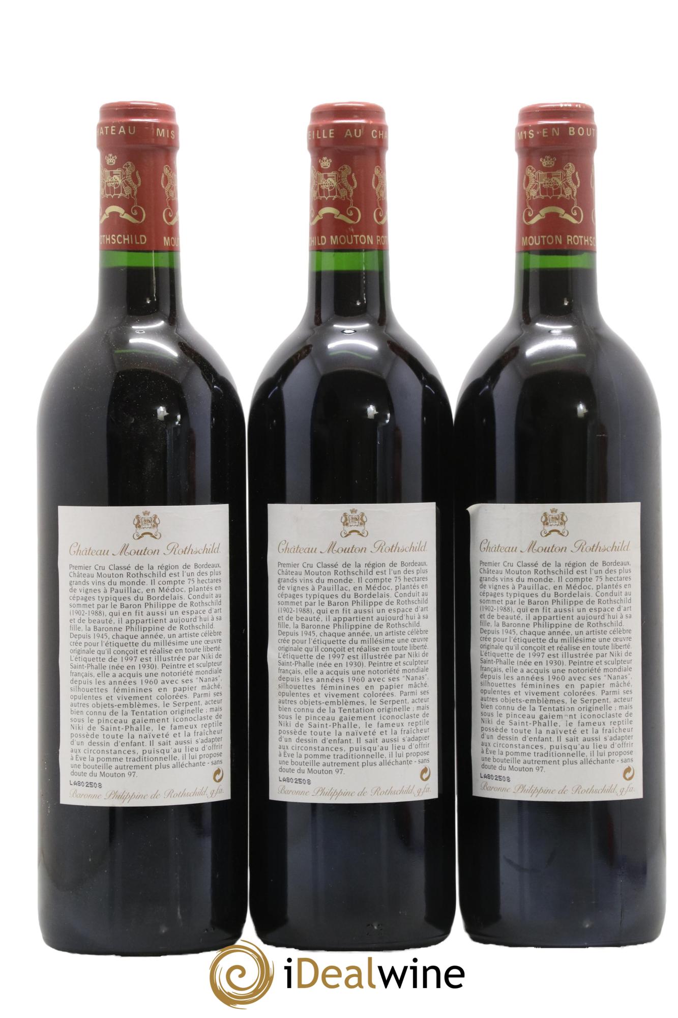 Château Mouton Rothschild 1er Grand Cru Classé 1997 - Lot de 3 bouteilles - 1