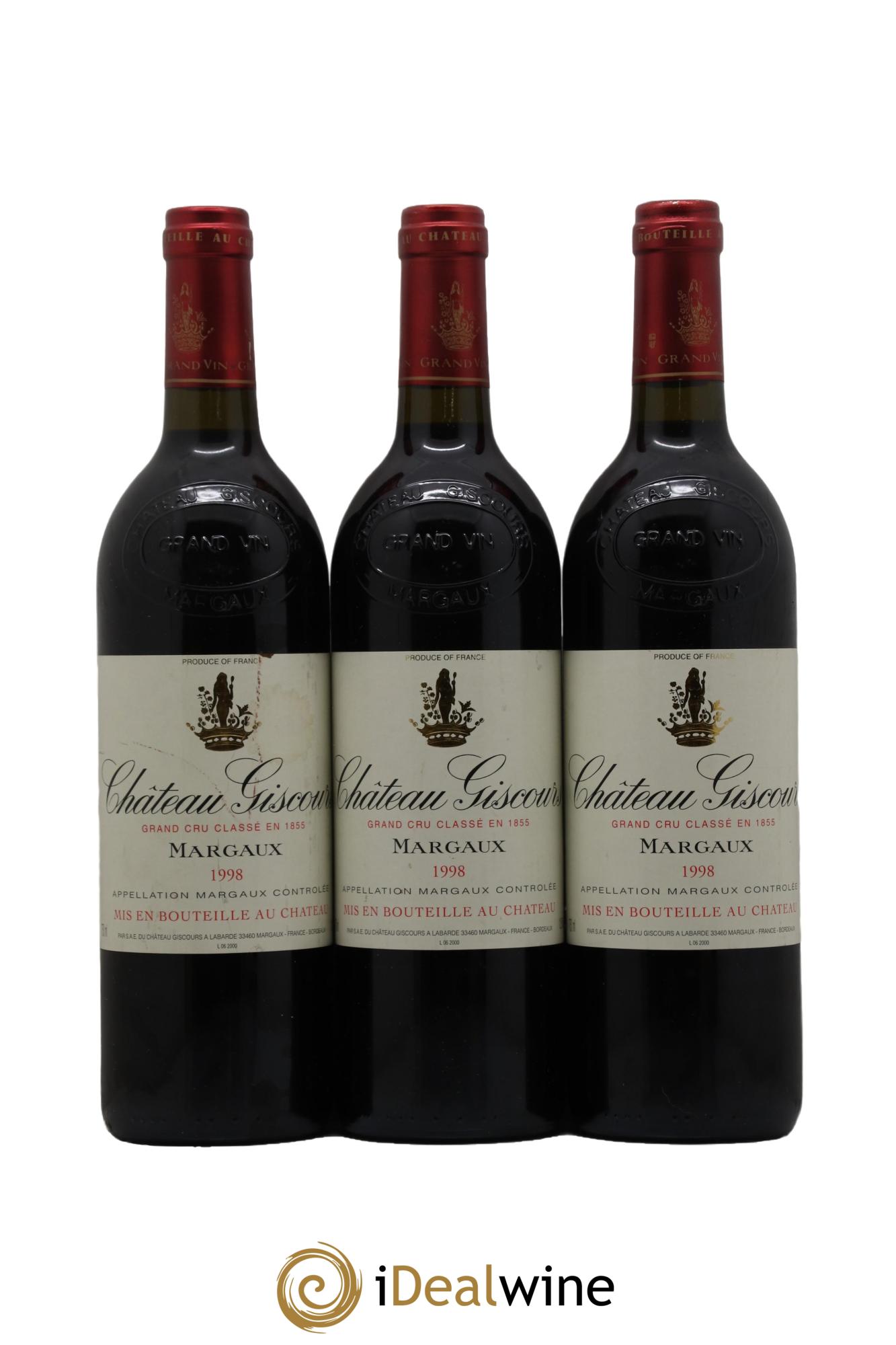 Château Giscours 3ème Grand Cru Classé 1998 - Lot de 3 bouteilles - 0