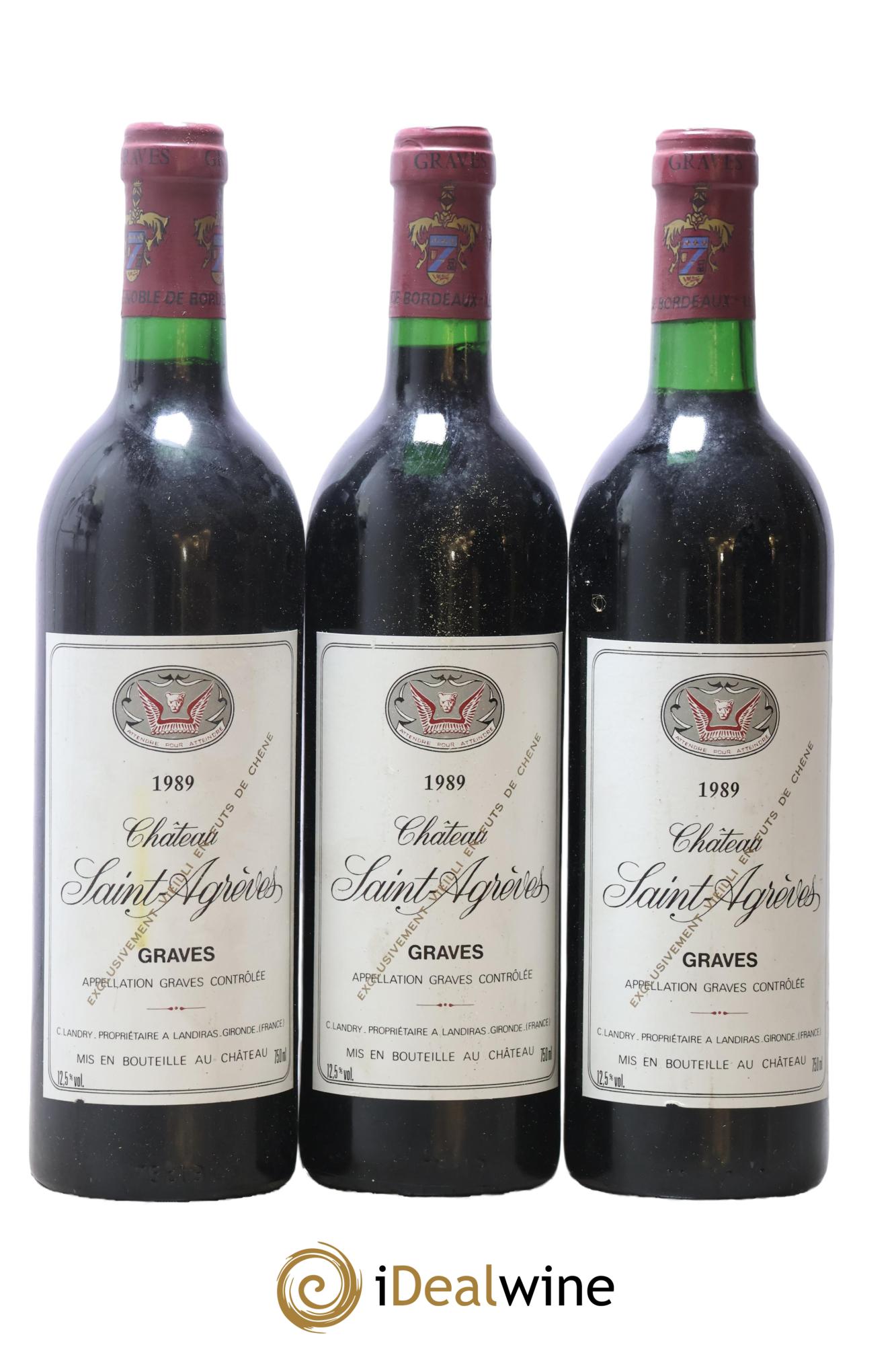 Graves Château Saint Agreves 1989 - Posten von 3 Flaschen - 0