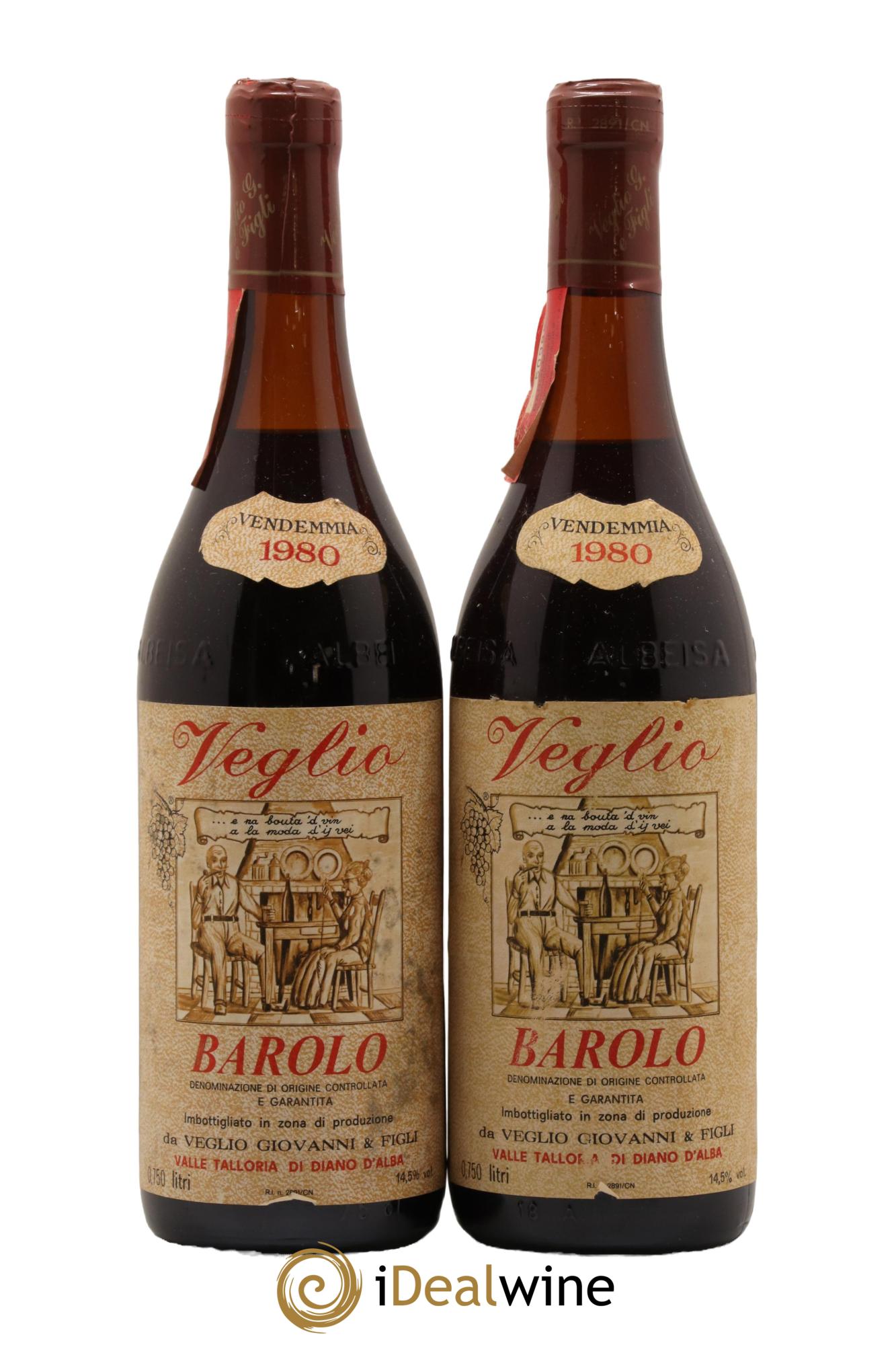 Barolo Giovanni Veglio 1980 - Lot de 2 bouteilles - 0