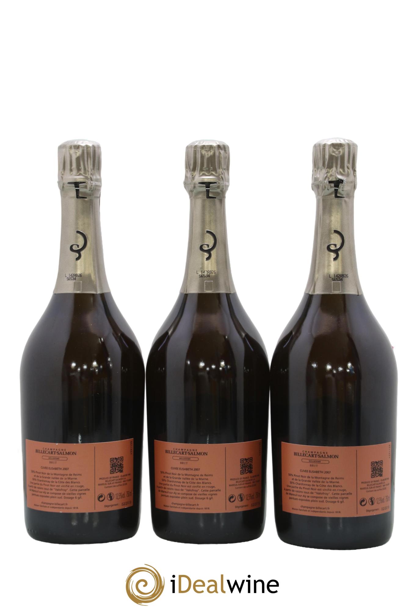 Elisabeth Salmon Billecart-Salmon 2007 - Lot of 3 bottles - 1